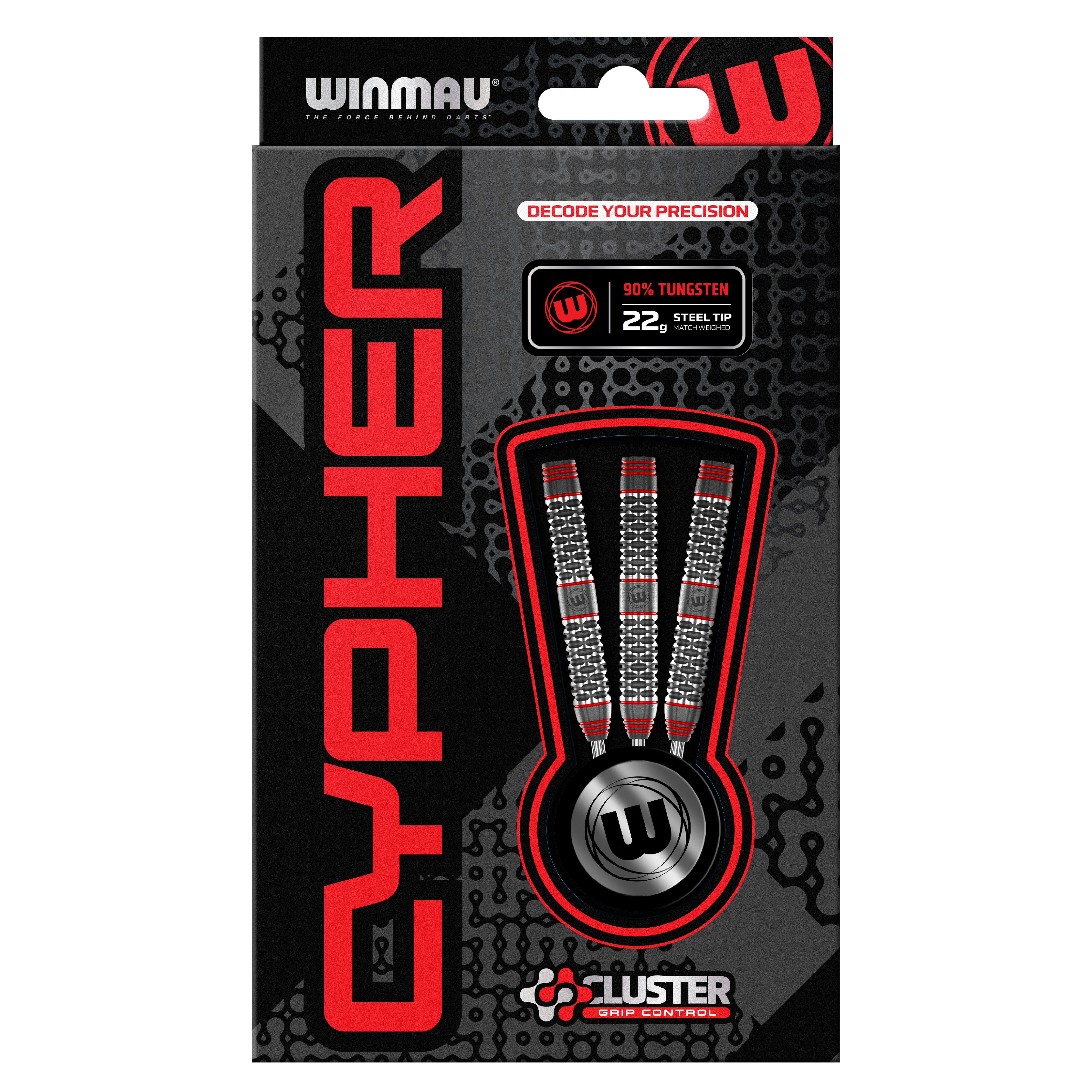Winmau Cypher Steel Tip Darts Set - 90% Tungsten - 22g 24g 26g