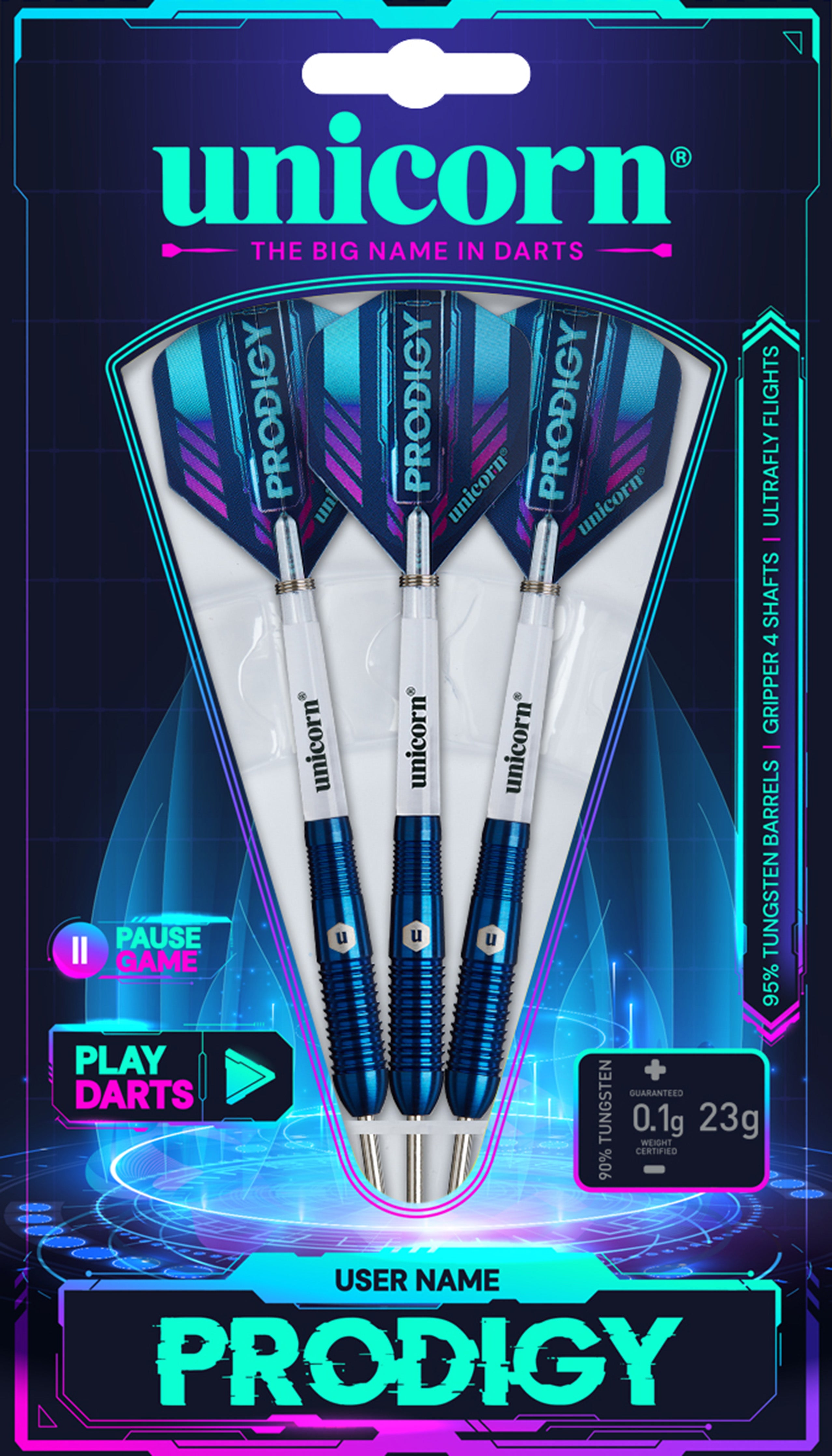 Unicorn Prodigy S2 Steel Tip Darts - 95% Tungsten - 23g 25g 27g
