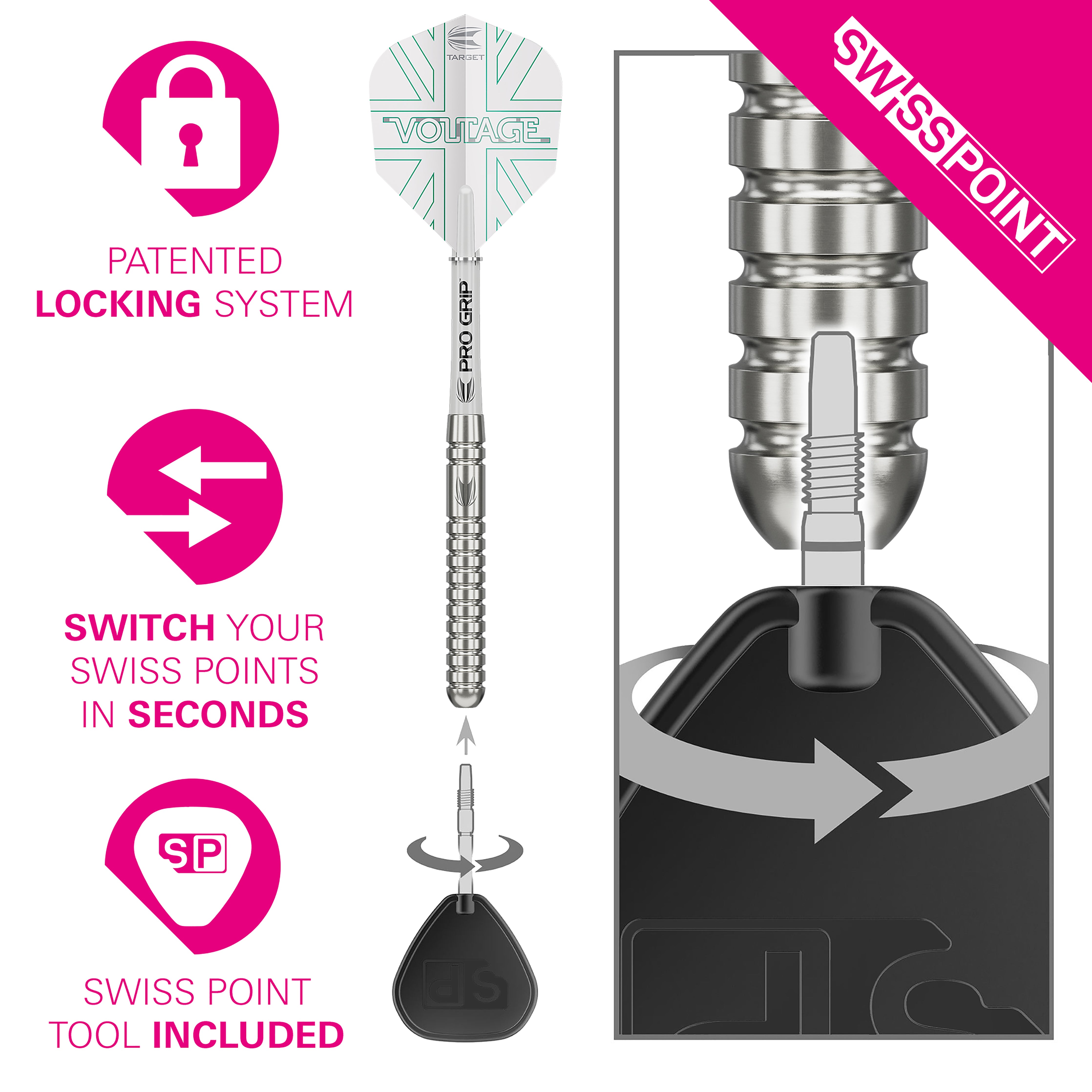 Target Rob 'Voltage' Cross - G1 - Swiss Point - 90% Tungsten Darts - 21g 23g