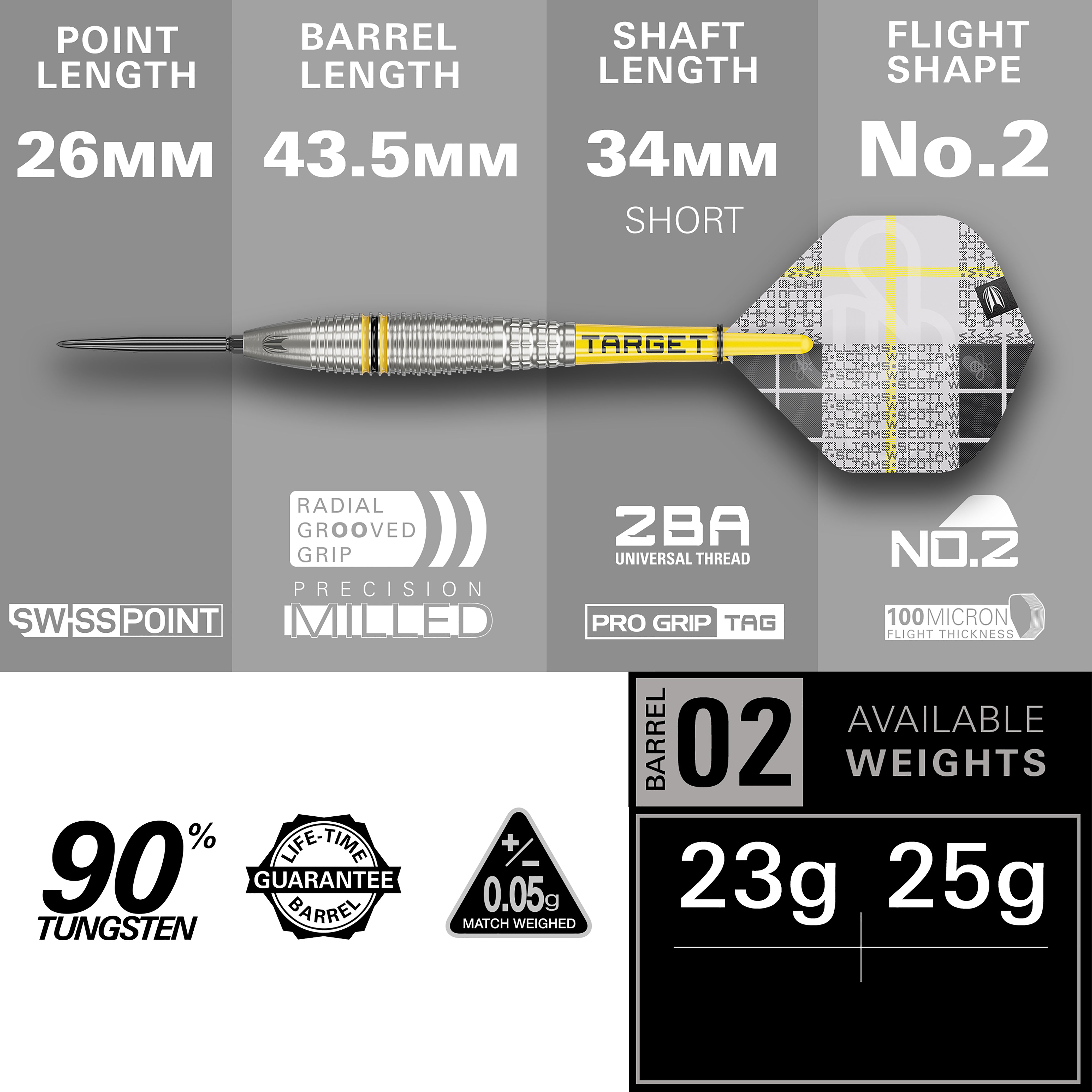 Target Scott 'Shaggy' Williams - G2 - SP - 90% Tungsten Darts - 23g 25g