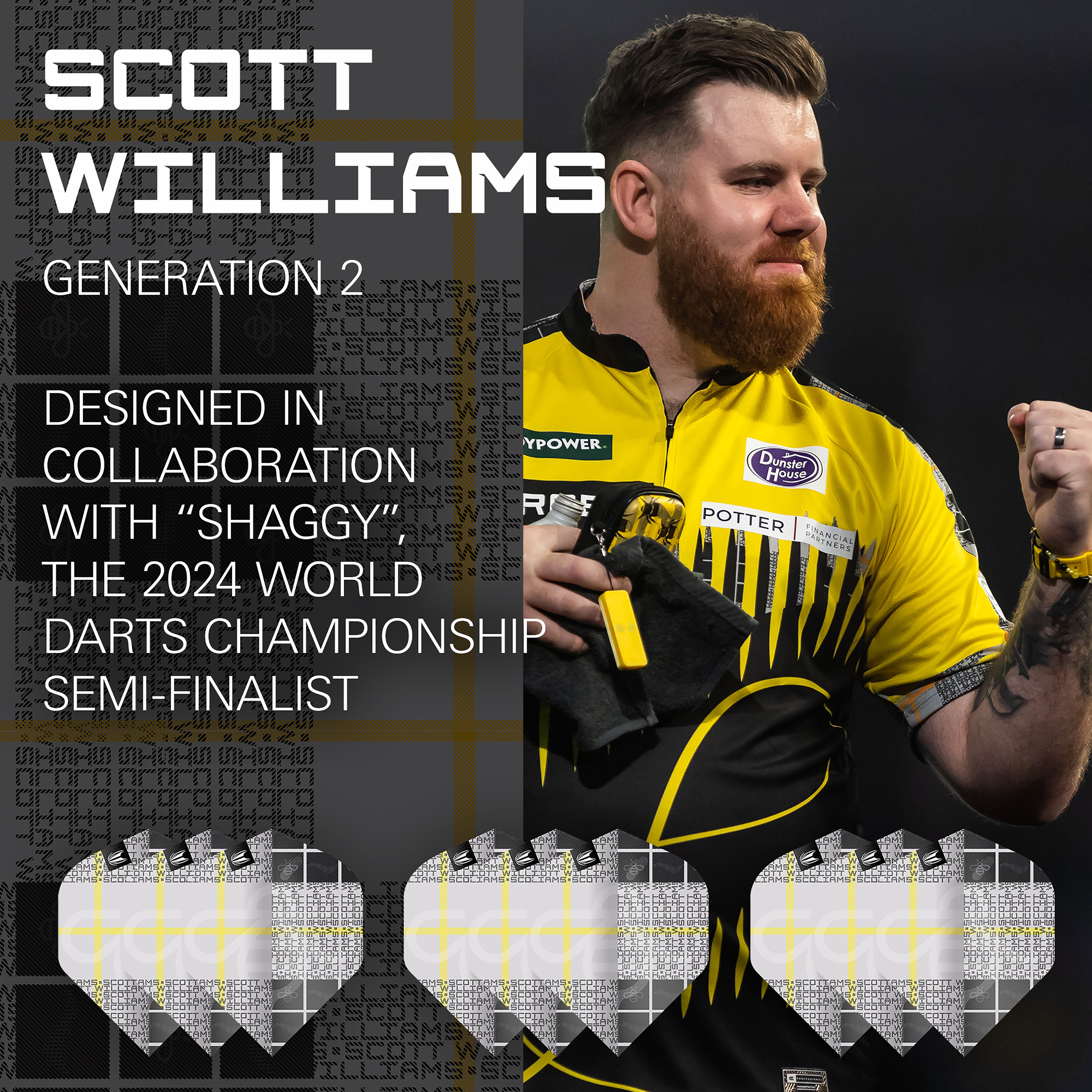 Target Scott 'Shaggy' Williams - G2 - Pro.Ultra - Standard Dart Flights - No2 & No6 - 3 Sets Included