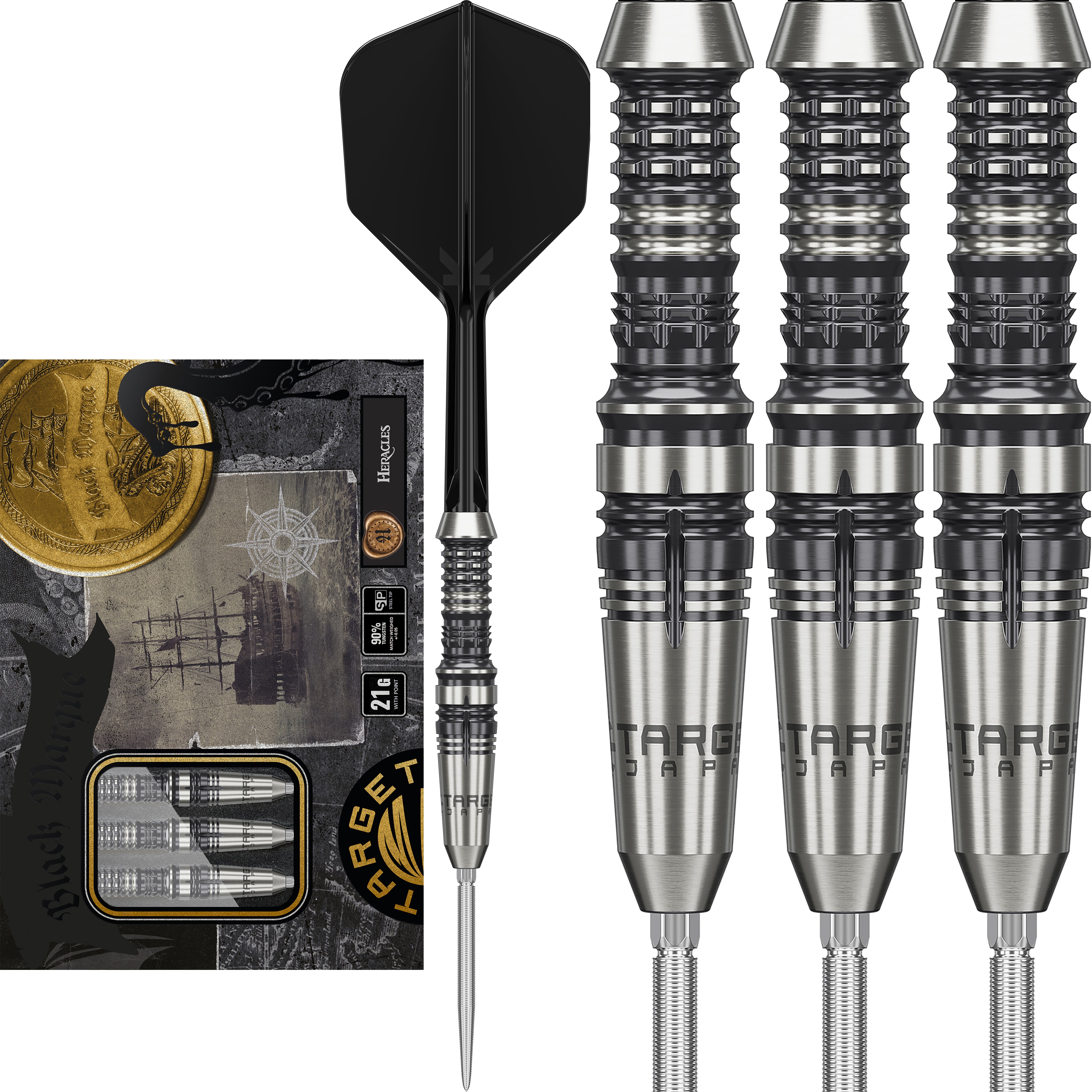 Target Japan Black Marque SP Steel Tip Darts Series - 90% Tungsten - Heracles - 21g 23g