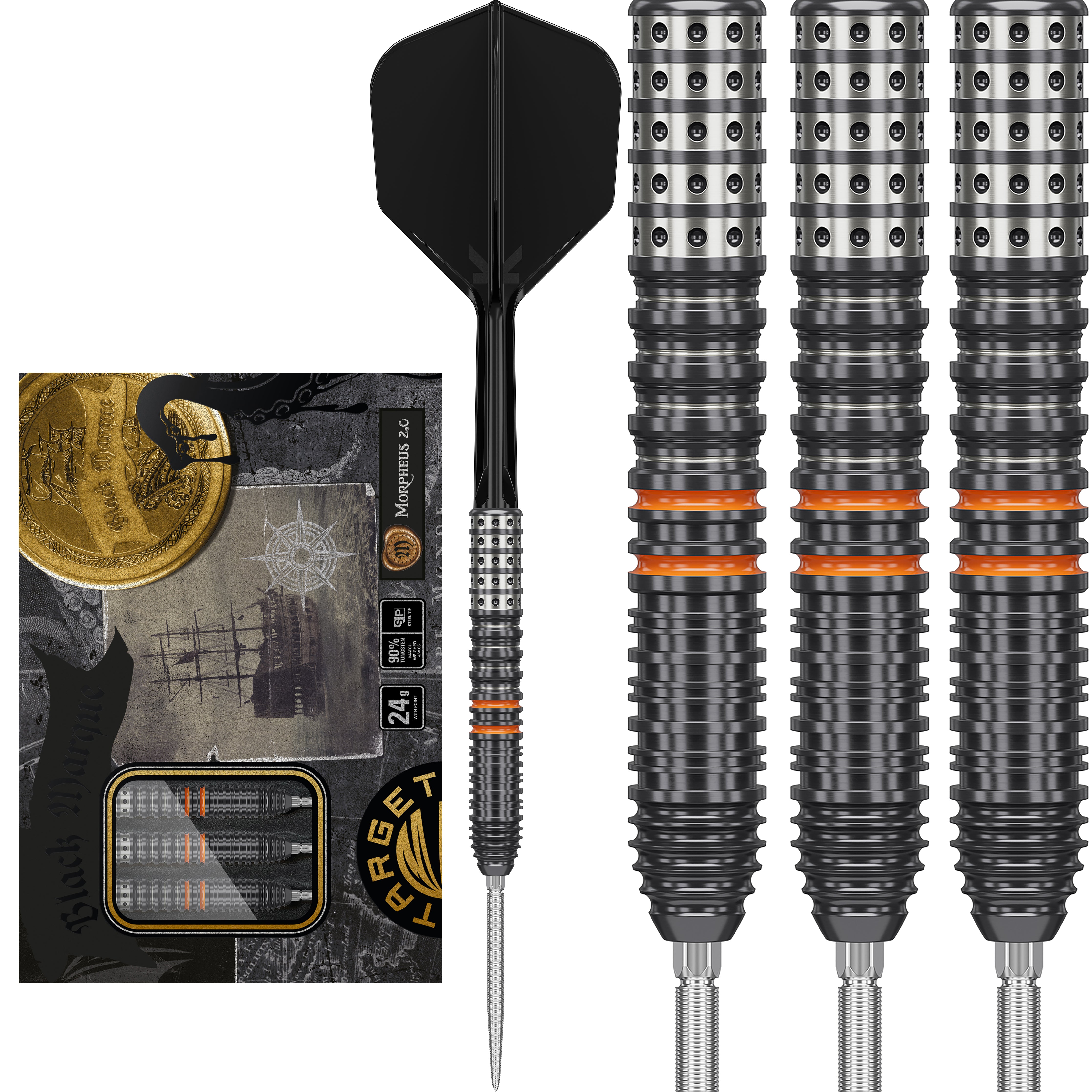 Target Japan Black Marque SP Steel Tip Darts Series - 90% Tungsten - Gen 2 Morpheus 2.0 - 24g