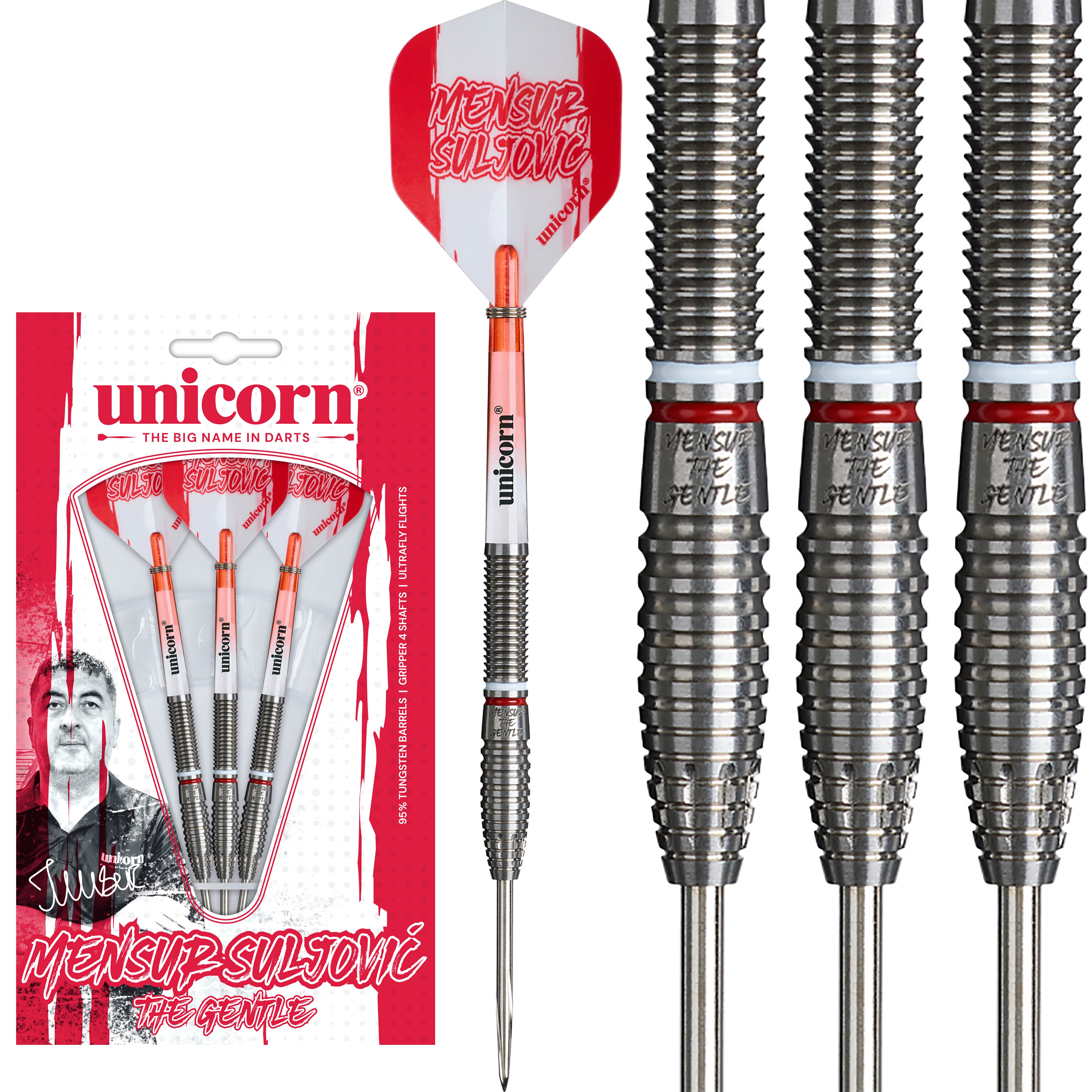 Unicorn Mensur 'The Gentle' Suljovic - 95% Tungsten Darts - 21g 23g 25g