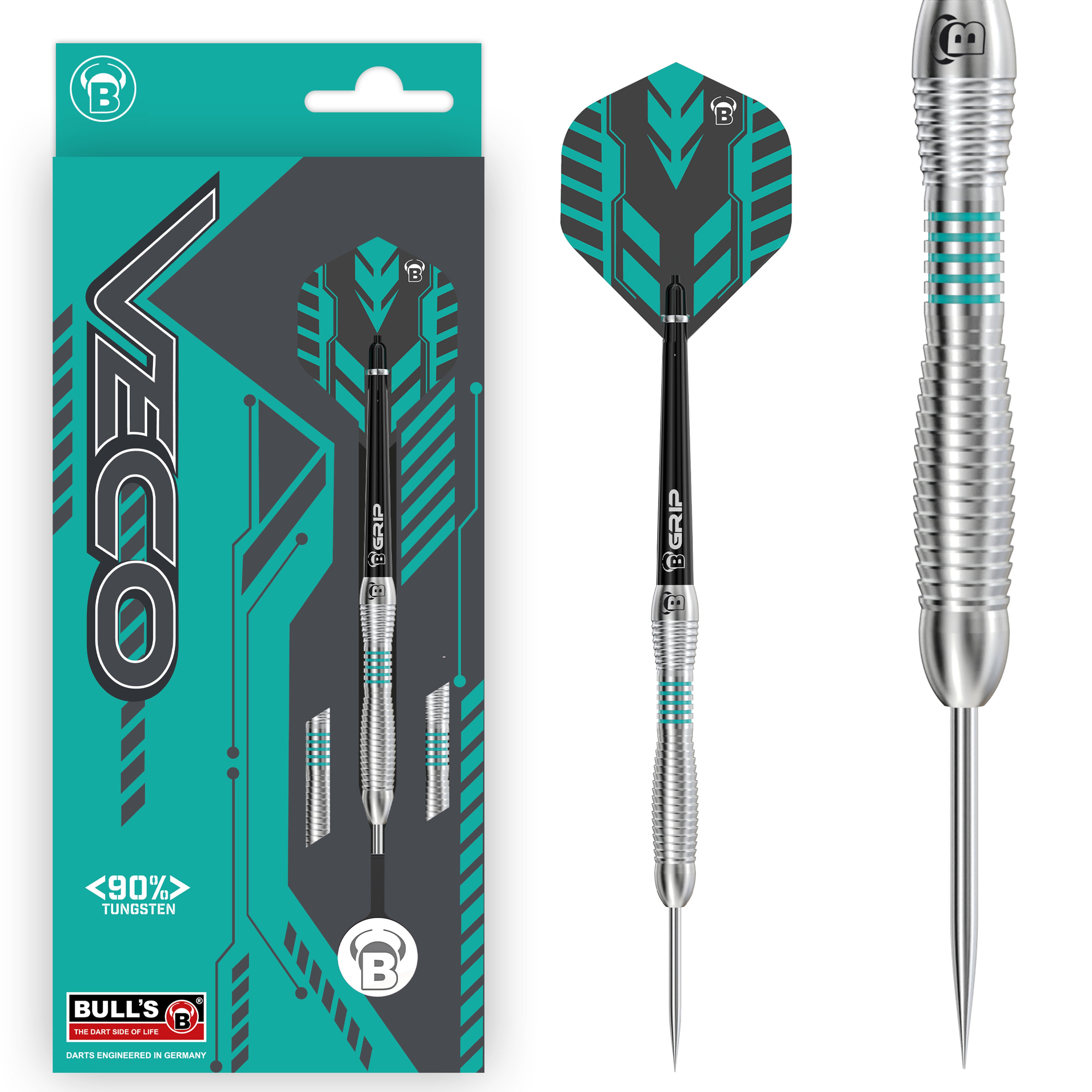 BULL'S Veco V3 Steel Tip Darts - 90% Tungsten - 21g 23g 25g