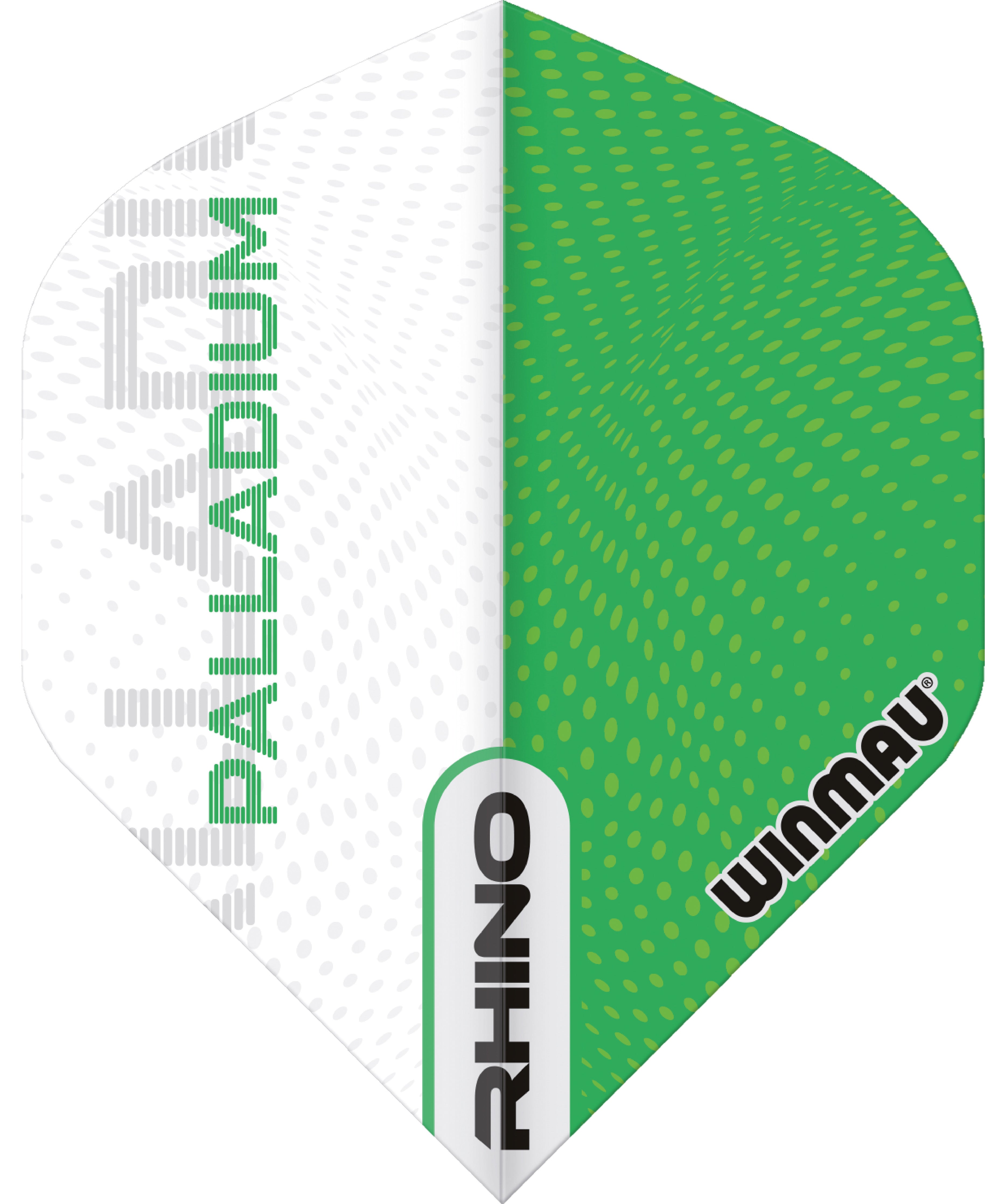 Winmau Rhino - Extra Thick - Palladium Green & White - Dart Flights - Standard Shape