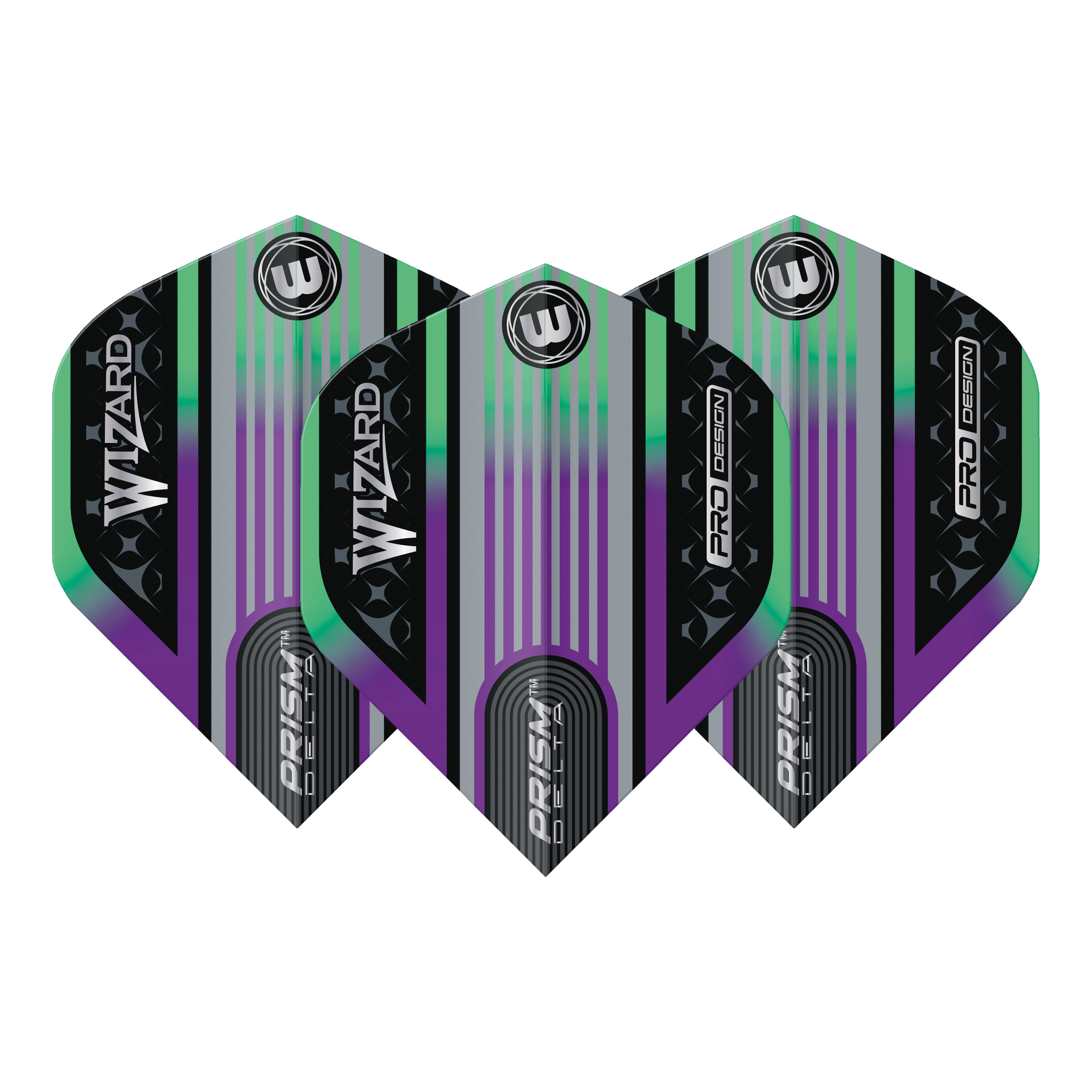 Winamu Prism Delta - Simon Whitlock - Wizard Rainbow & Silver - Dart Flights - Standard Shape