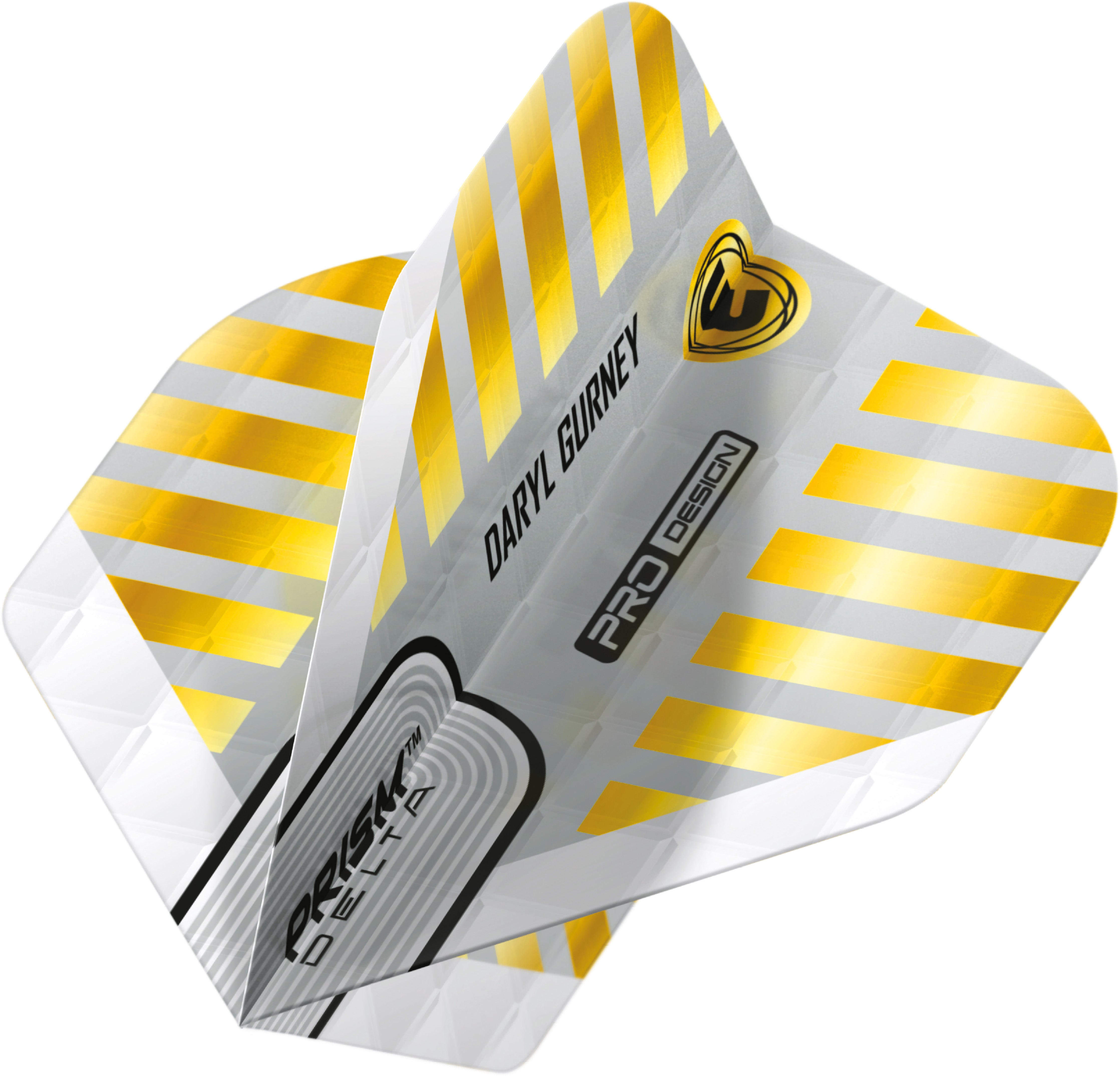 Winmau Prism Delta - Daryl Gurney - White & Gold Embossed - Dart Flights - Standard Shape