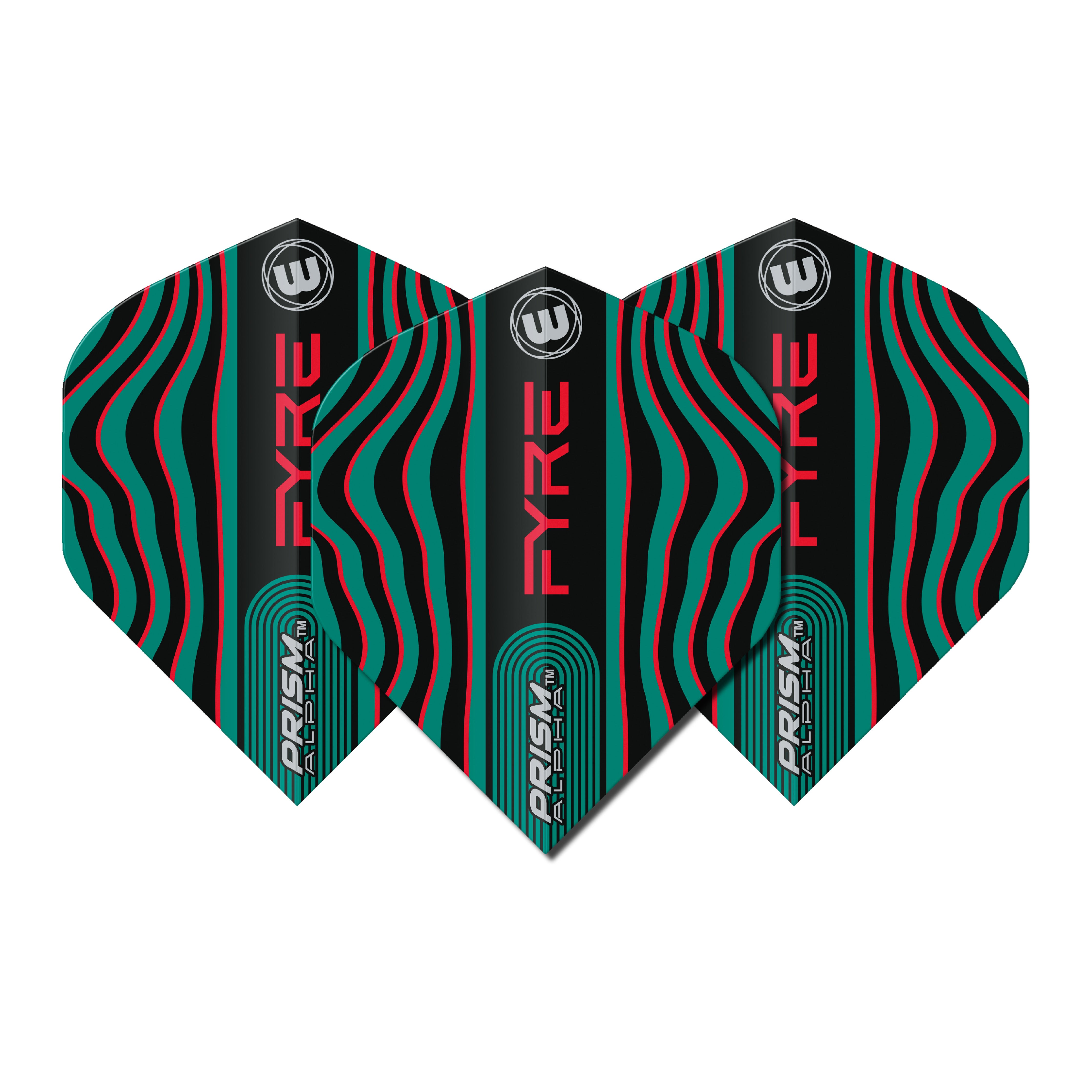 Winmau Prism Alpha - Extra Thick - Dart Flights - Fyre - Red & Teal - Standard Shape