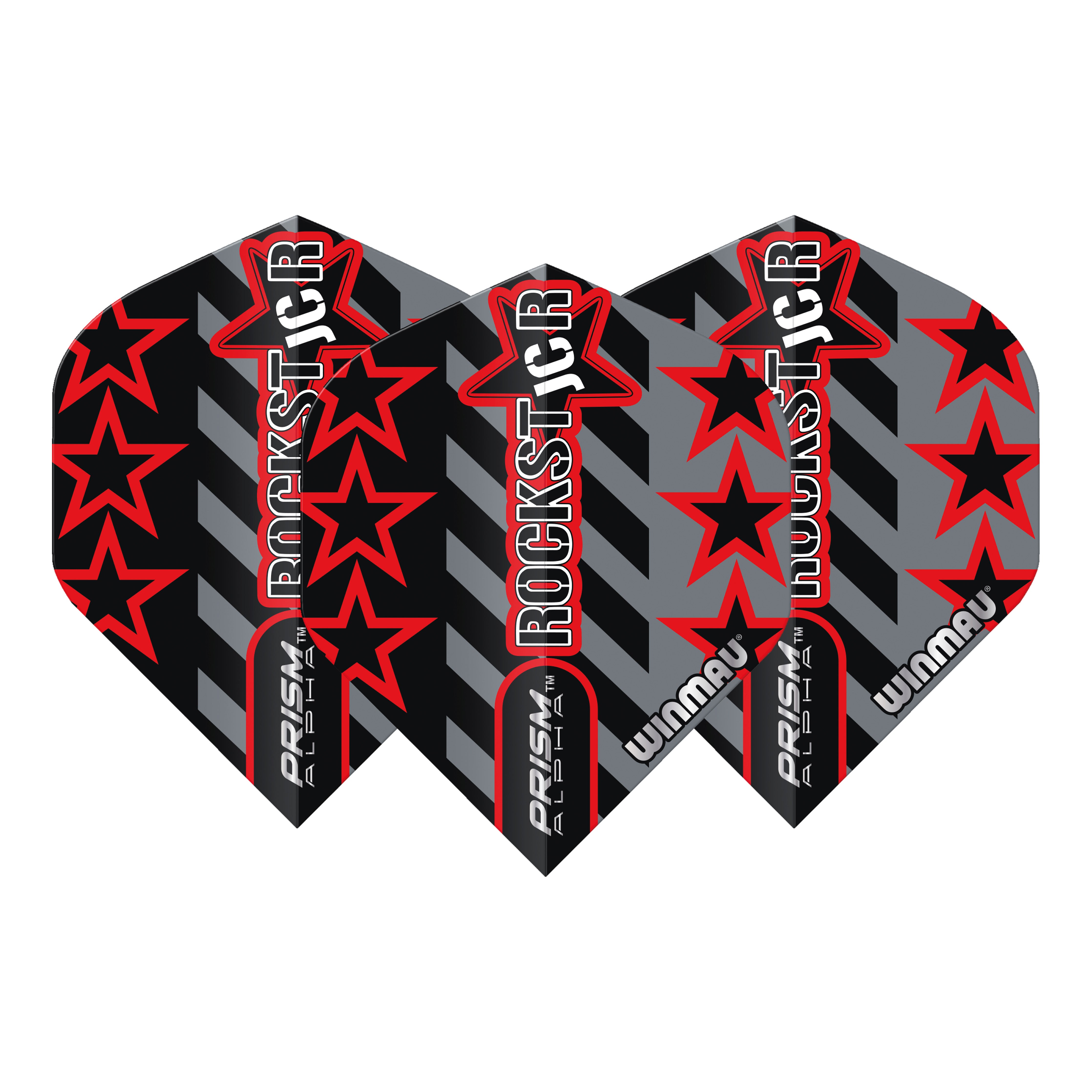 Winmau Prism Alpha - Joe Cullen - Grey & Black - Extra Thick - Dart Flights - Standard Shape