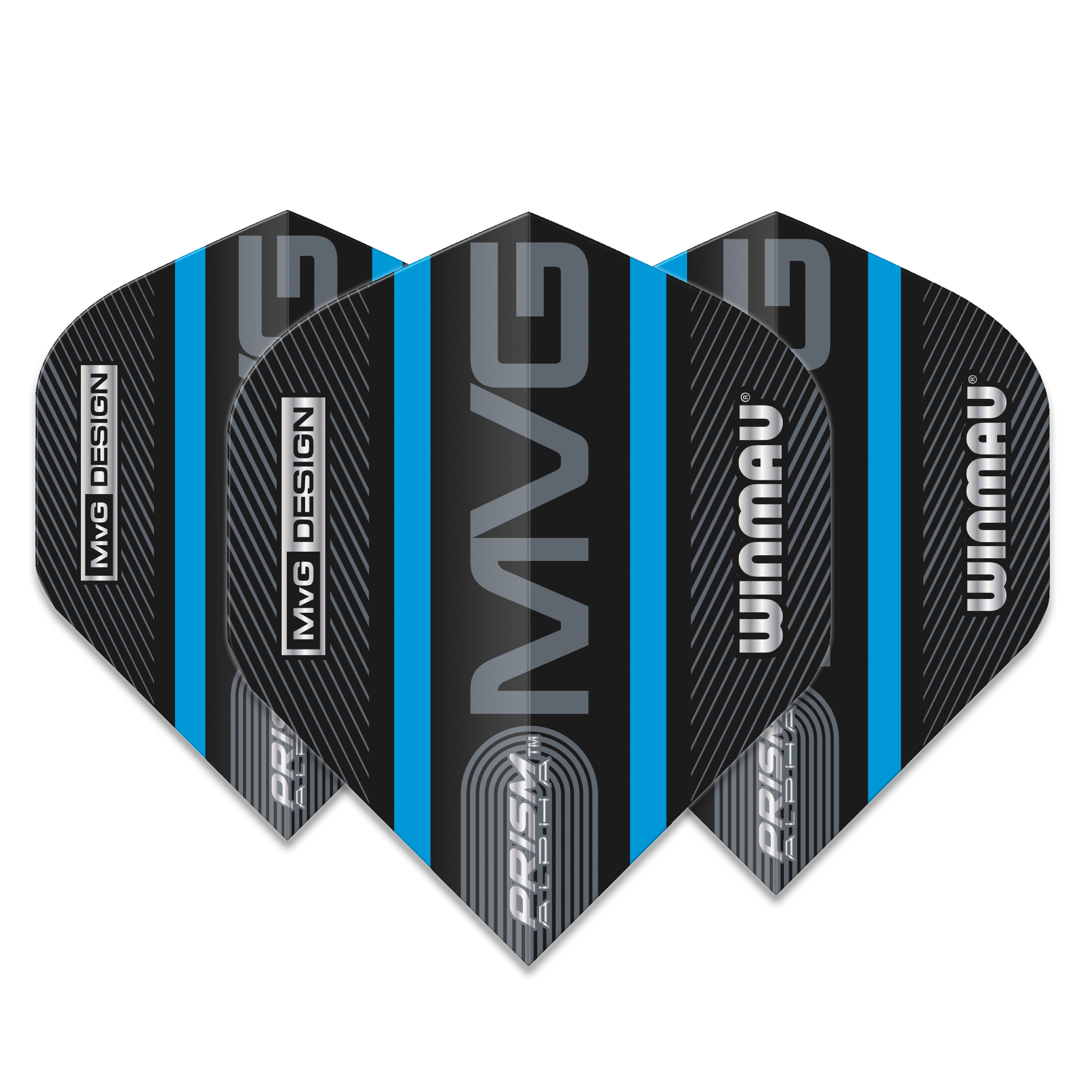 Winmau MVG Prism Alpha Dart Flights - Extra Thick - 100 Micron - Blue