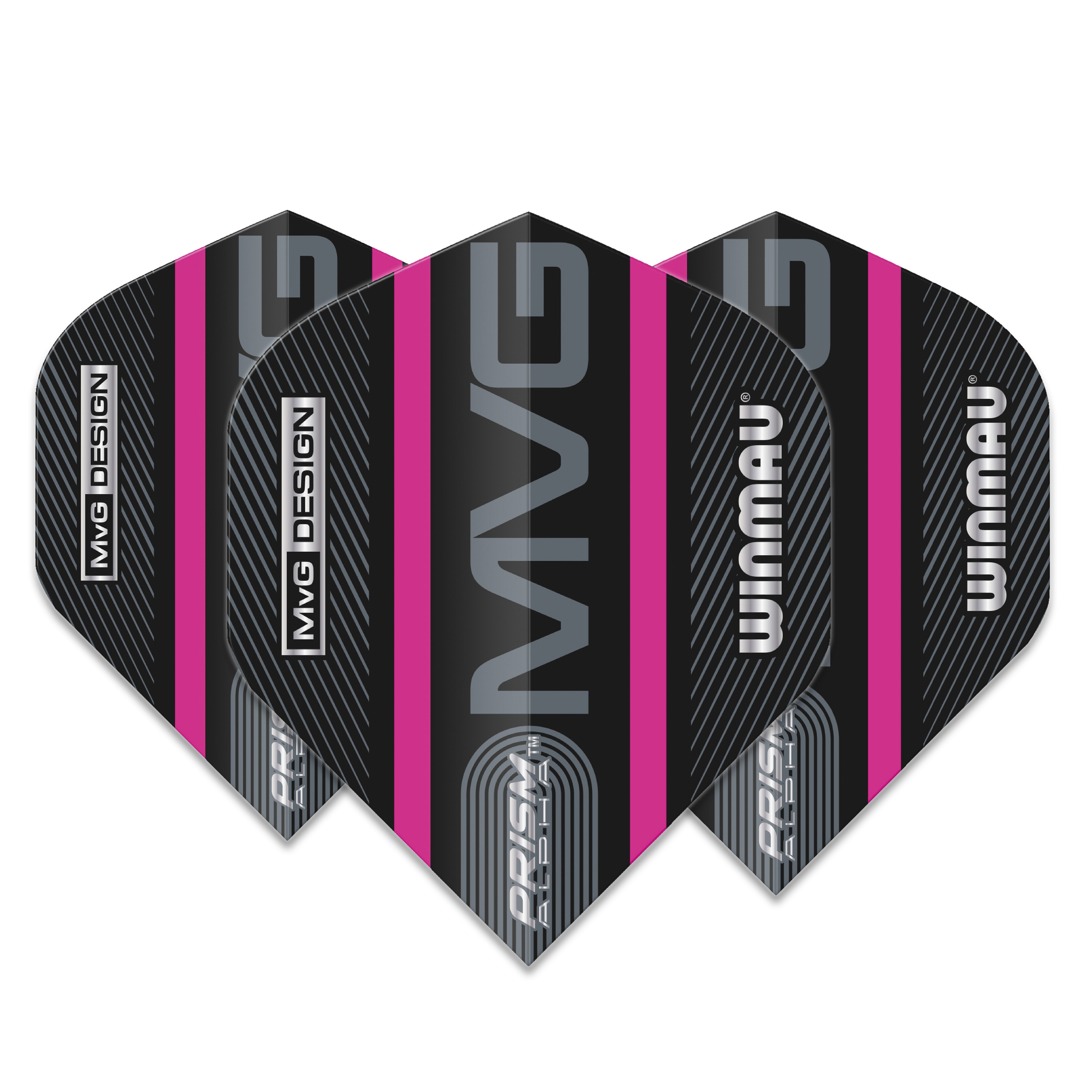 Winmau MVG Prism Alpha Dart Flights - Extra Thick - 100 Micron - Pink