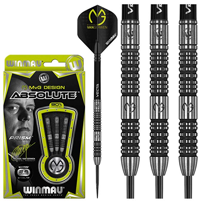 Winmau Michael van Gerwen Darts - Steel Tip - 90% Tungsten - MvG - Absolute - 22g to 24g
