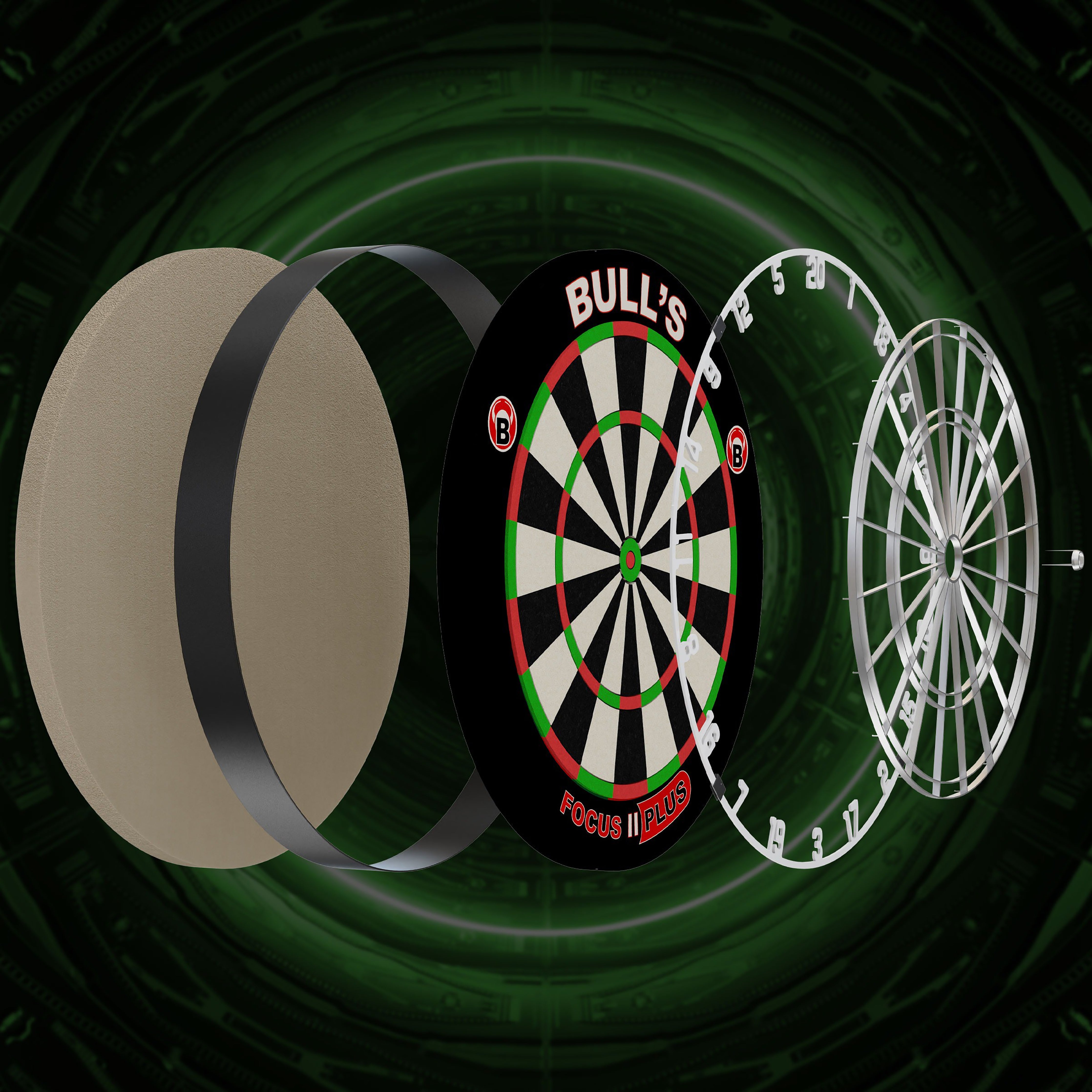 BULL'S Focus II Plus Dartboard - Staple Free - Professional