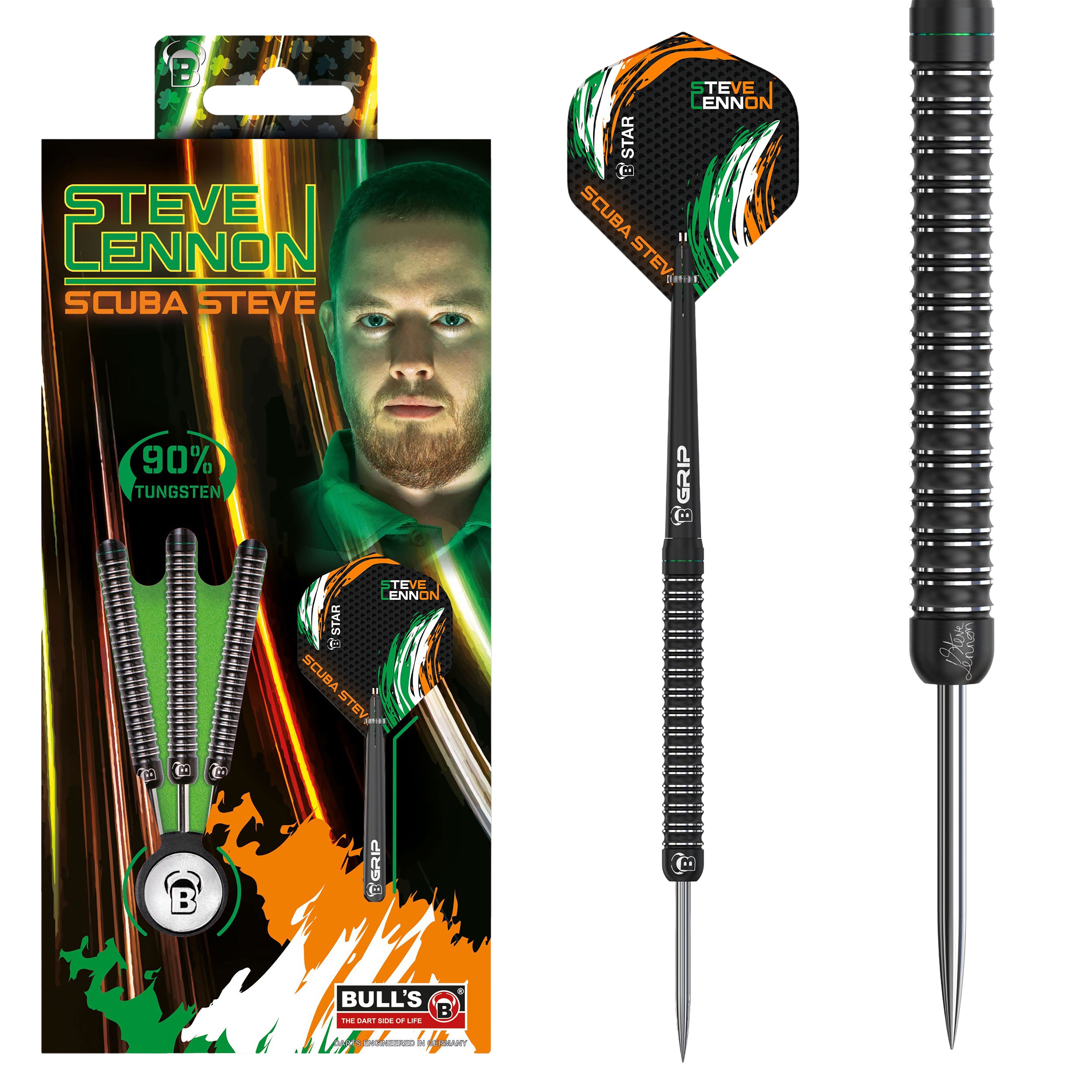 BULL'S Steve Lennon Steel Tip Darts - 90% Tungsten - Scuba Steve - 22g 24g