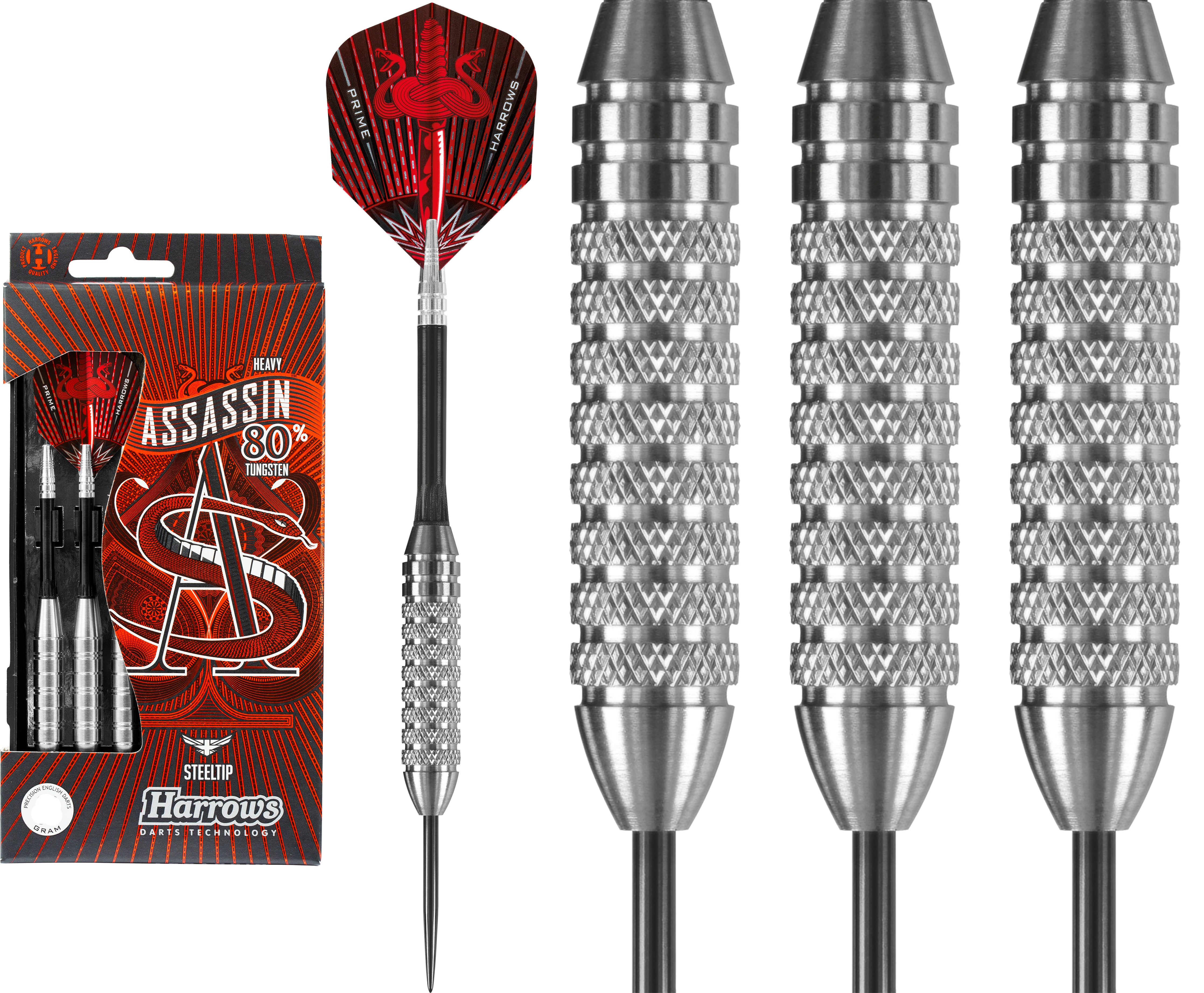 Harrows Assassin Darts - Steel Tip Tungsten - Made in England - Heavy - 34g