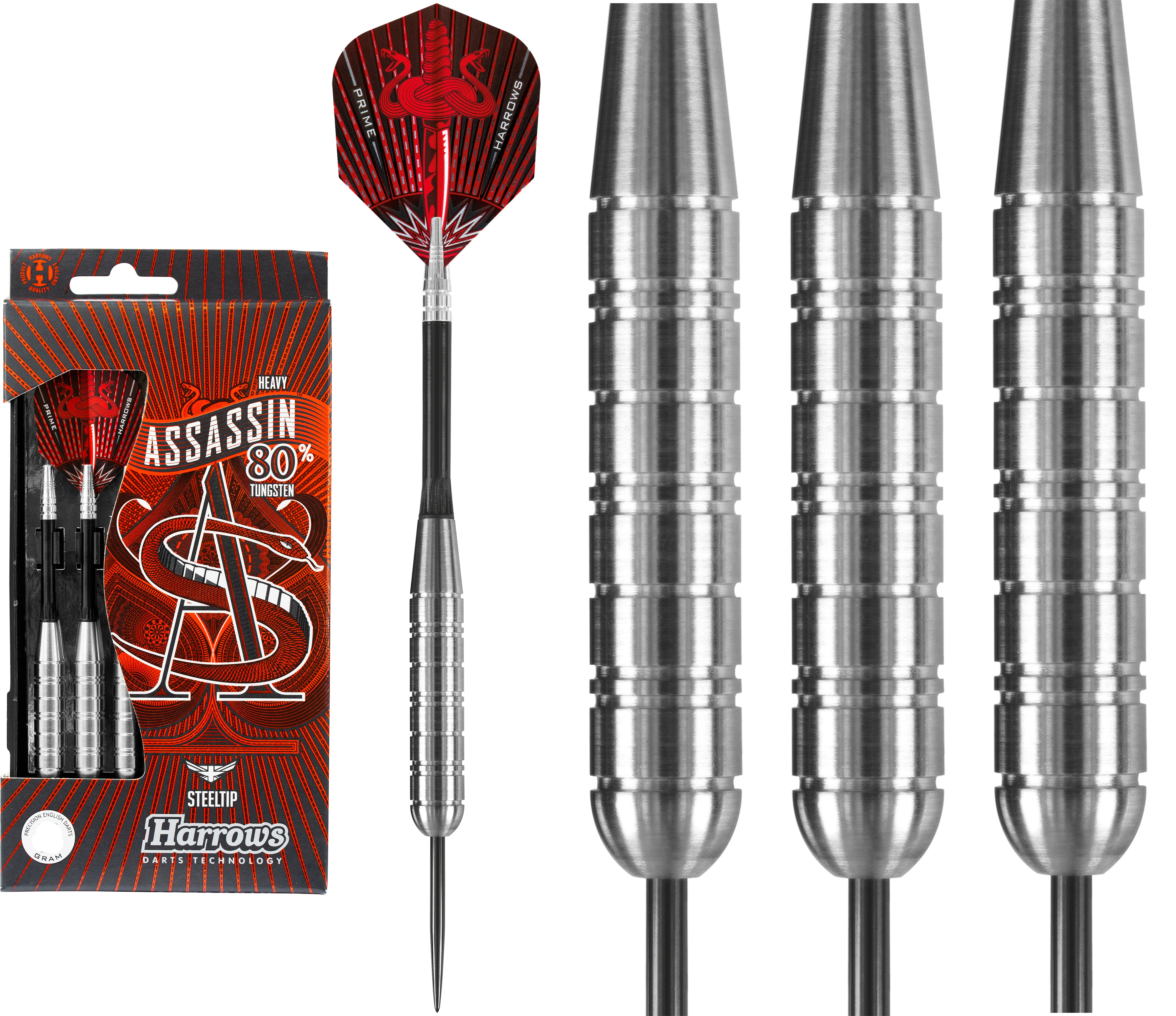 Harrows Assassin Darts - Steel Tip Tungsten - Made in England - Heavy - 36g