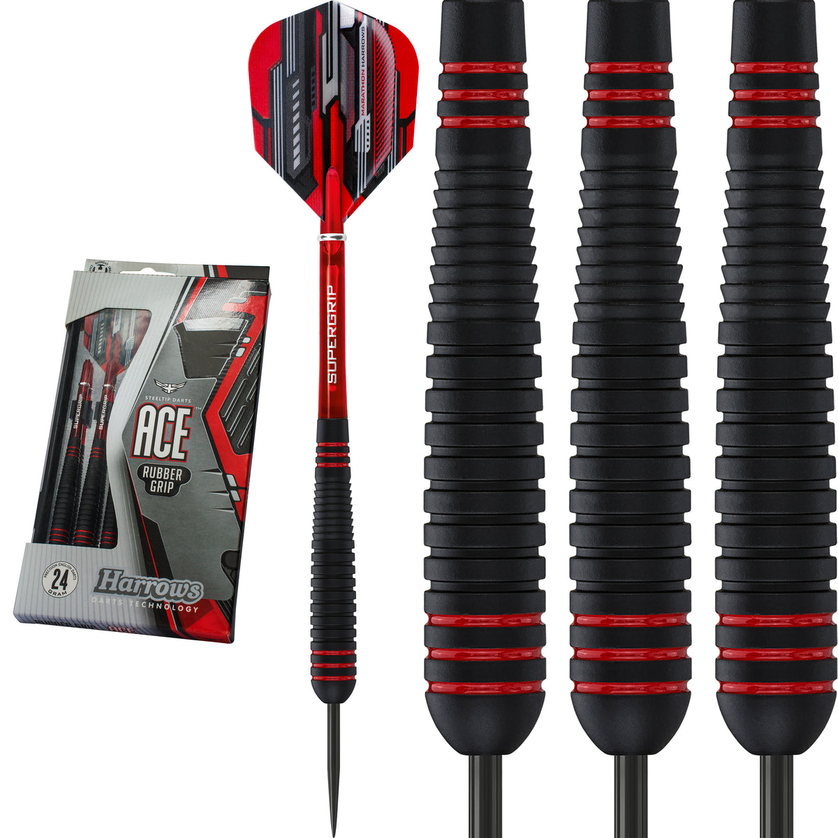 Harrows ACE Rubberised Non Slip Steel Tip Brass Darts 20g 22g 24g 26