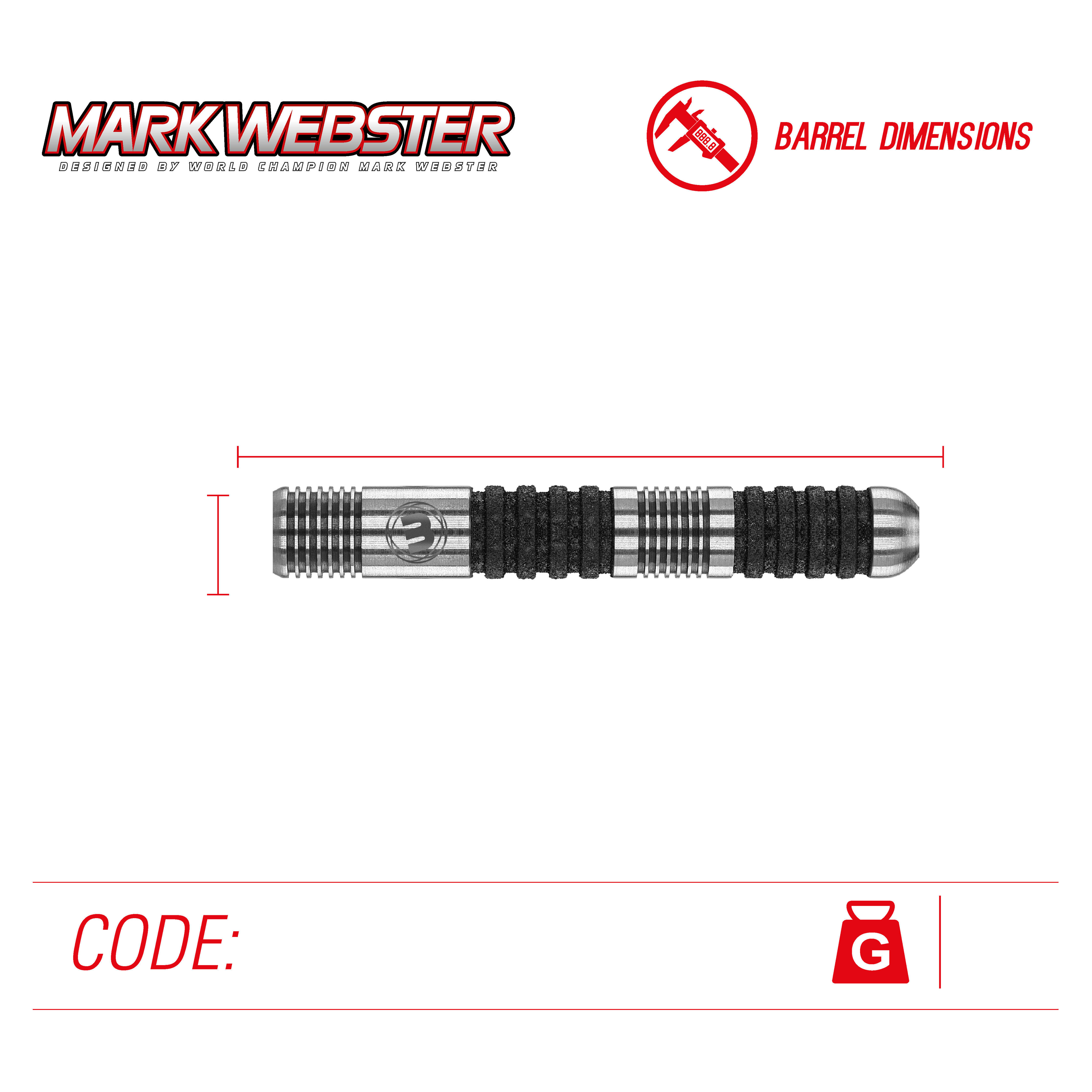 Winmau Mark Webster - The Spider - 90% Tungsten Darts - 23g 25g