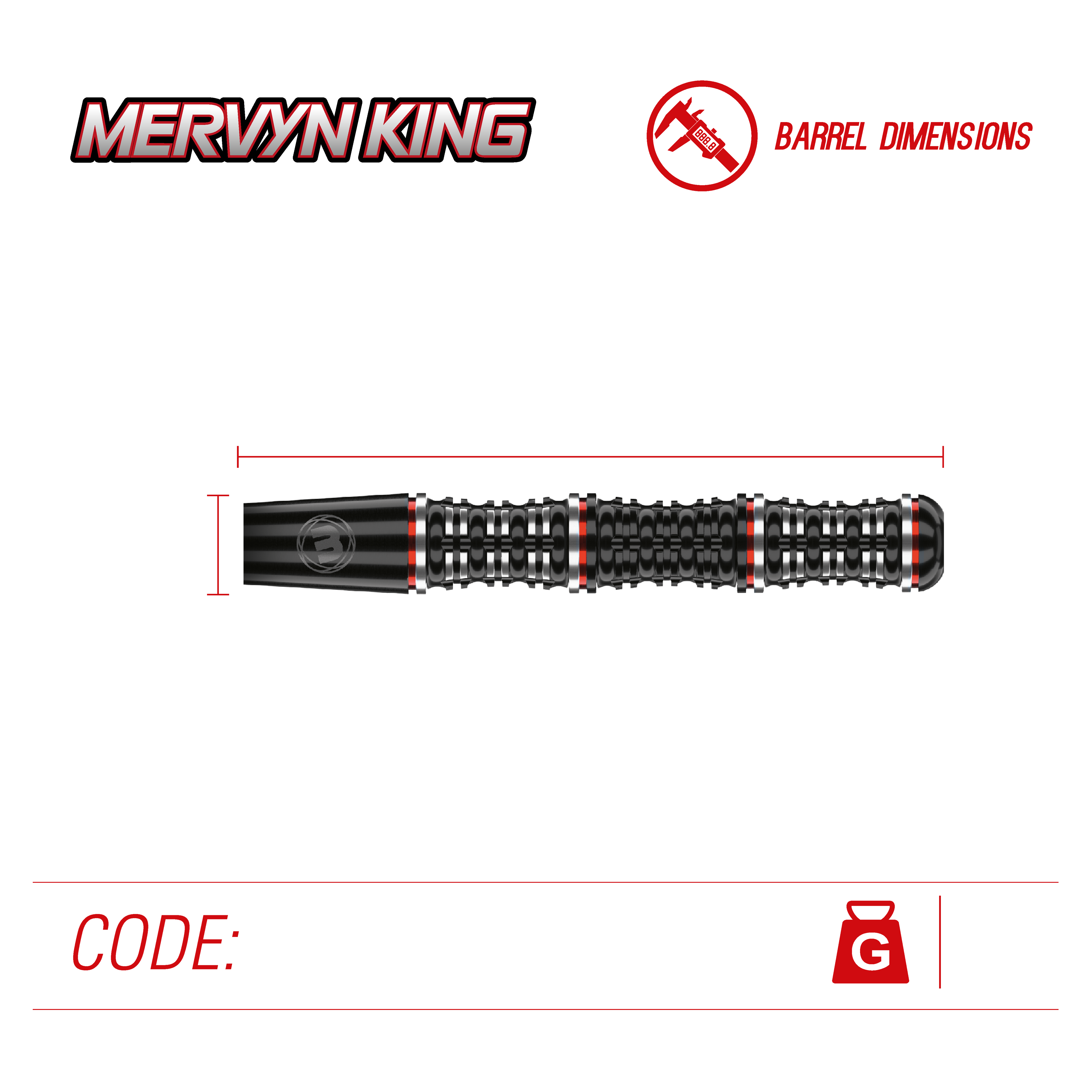 Winmau Mervyn King - Special Edition - The King - 90% Tungsten Darts - 20g 22g 24g 26g