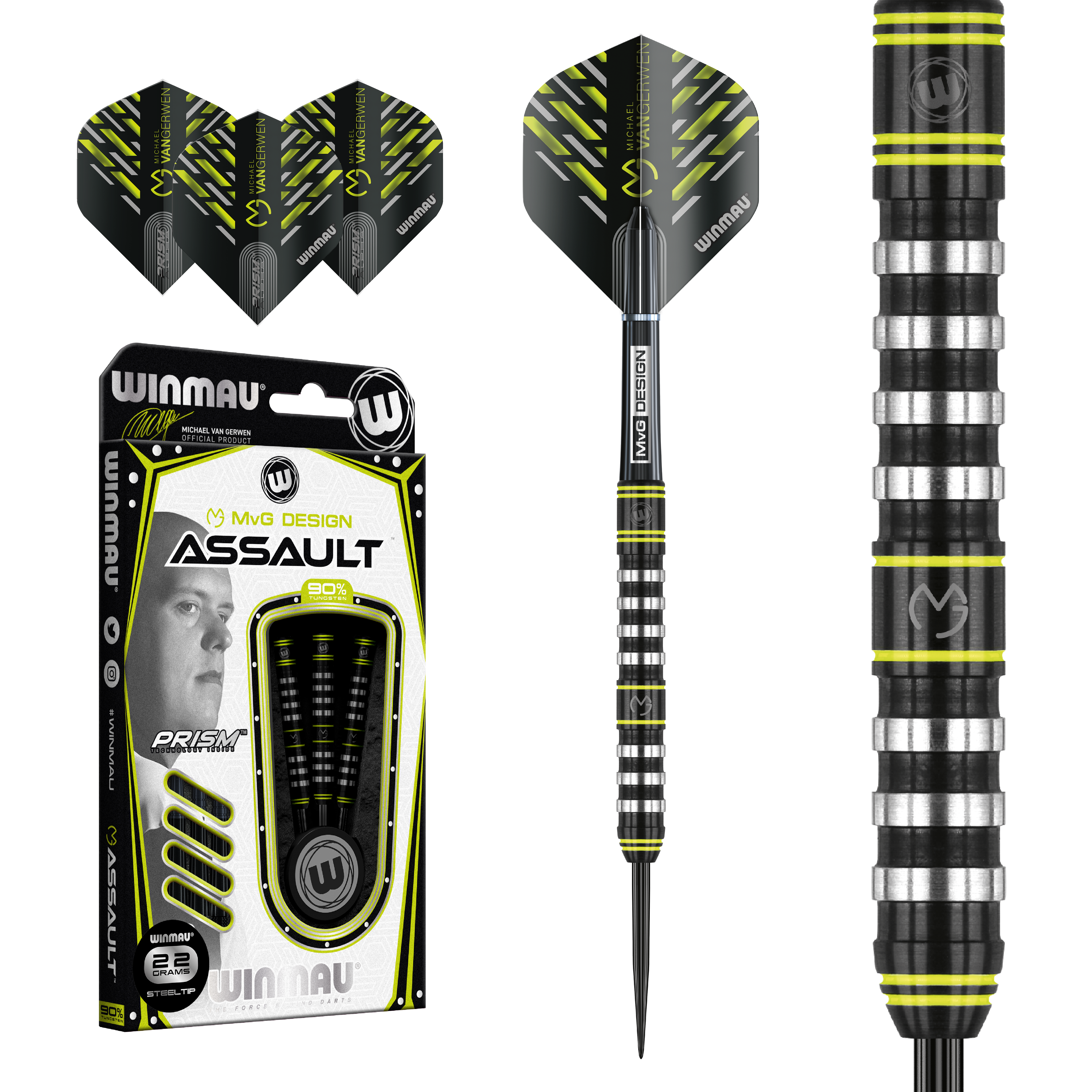 Winmau Michael Van Gerwen - MVG - Assault - 90% Tungsten Darts - 22g to 26g