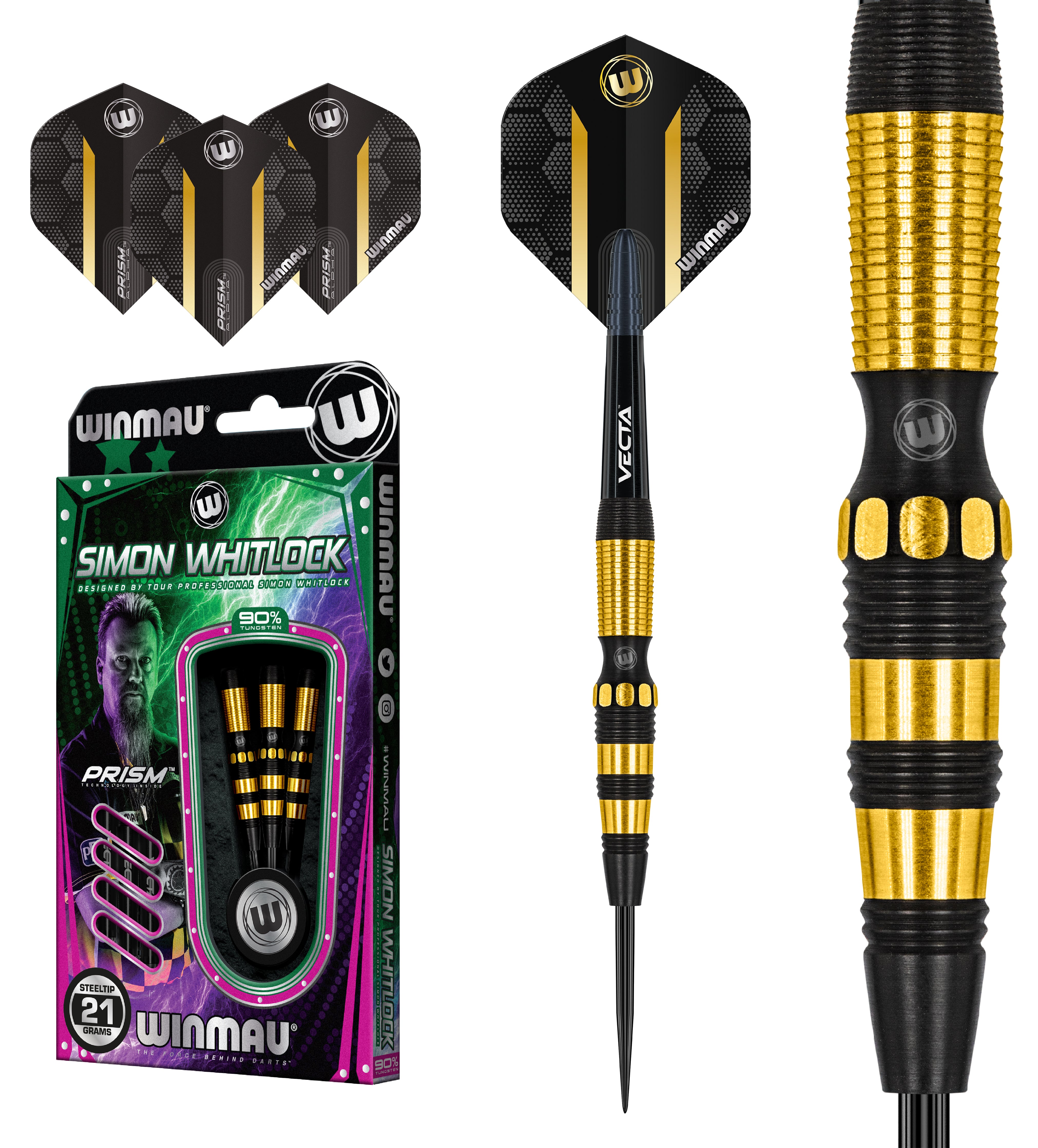 Winmau Simon Whitlock - The Wizard - Onyx - AU - 90% Tungsten Darts - 21g 23g