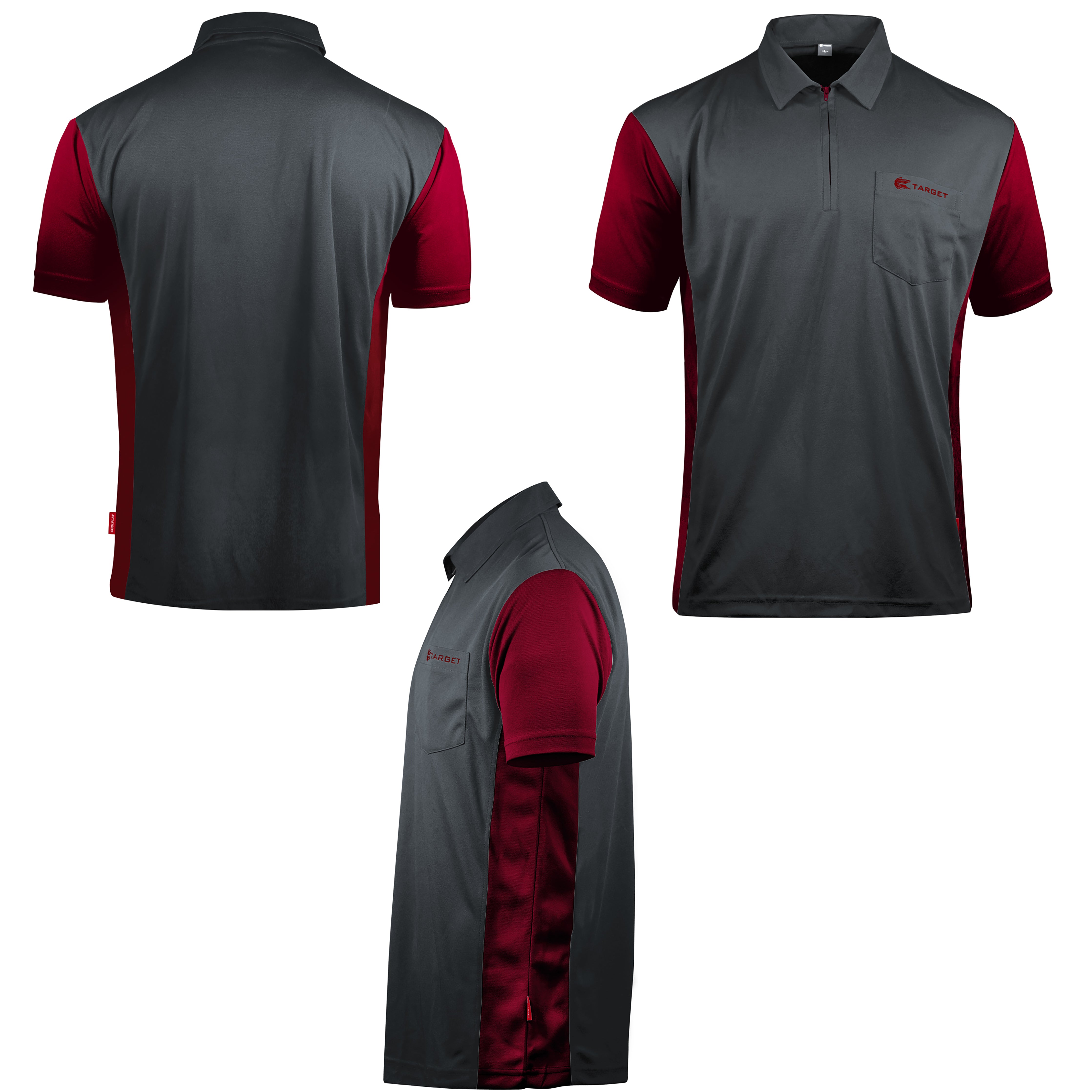 Target Cool Play Hybrid 3 Dart Shirt - Grey & Ruby