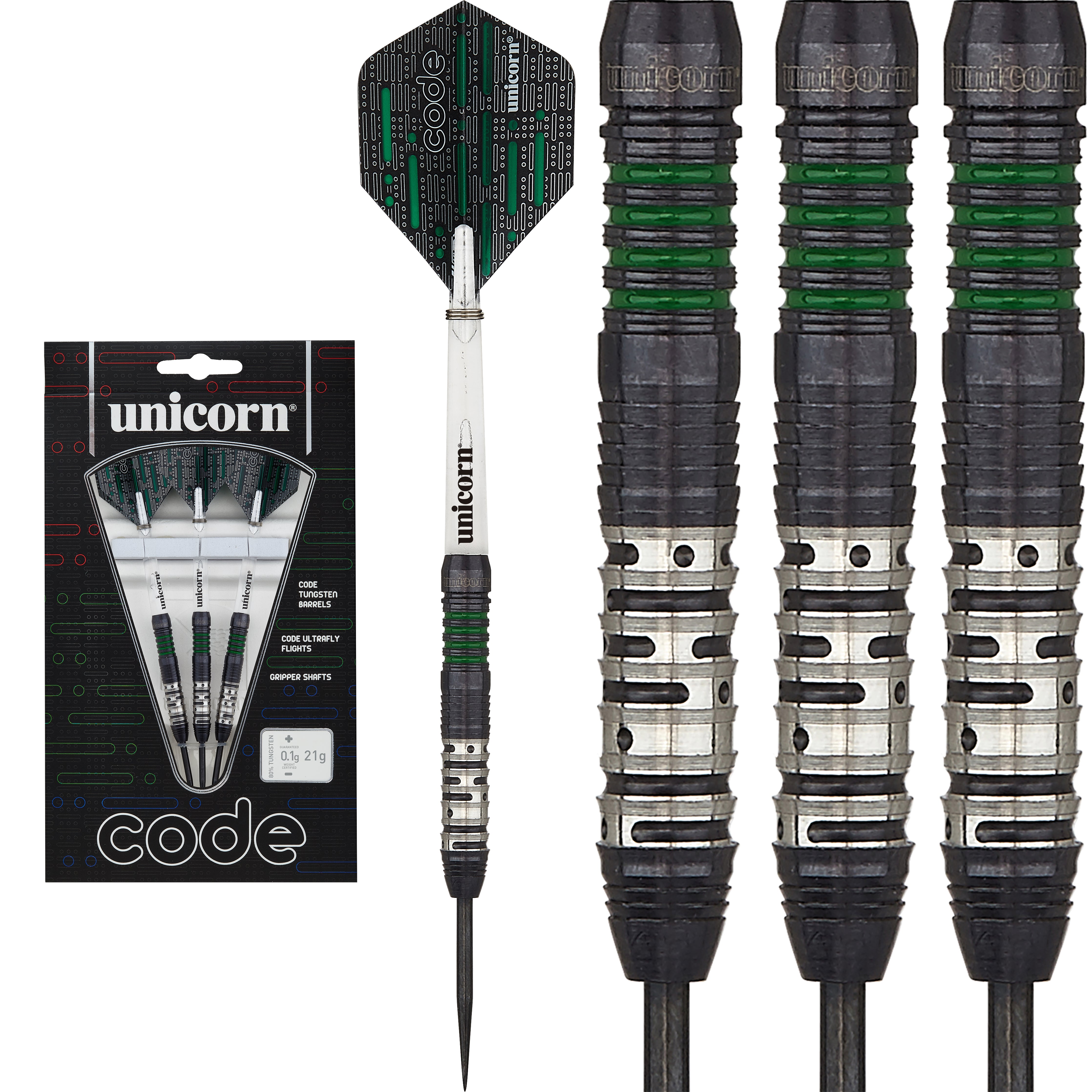 Unicorn Code - UTECH - Green - 80% Tungsten Darts - 20g 22g 24g