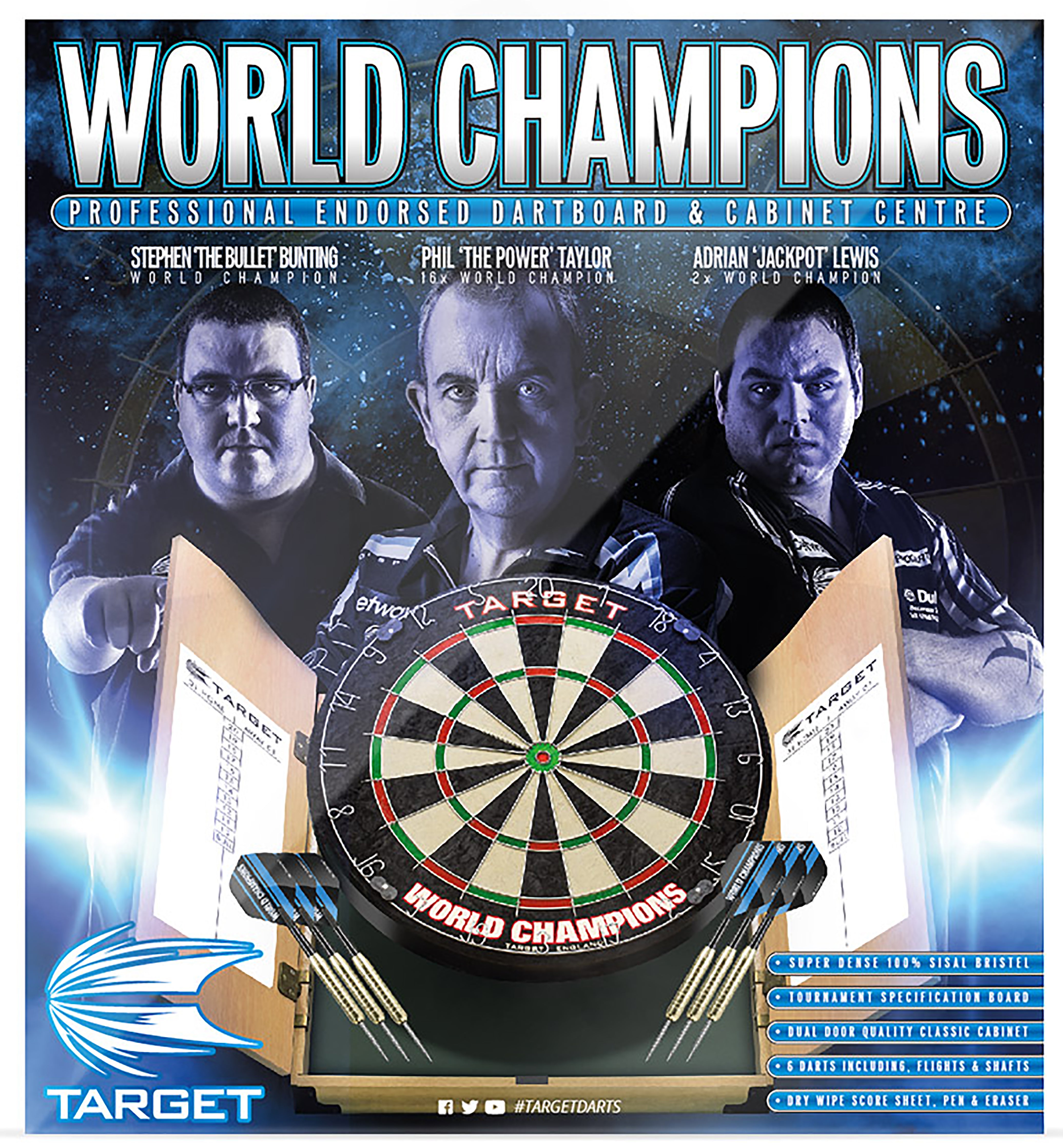 Target World Champion Home Dart Centre - Dartboard - Cabinet - Darts - Full Set Up