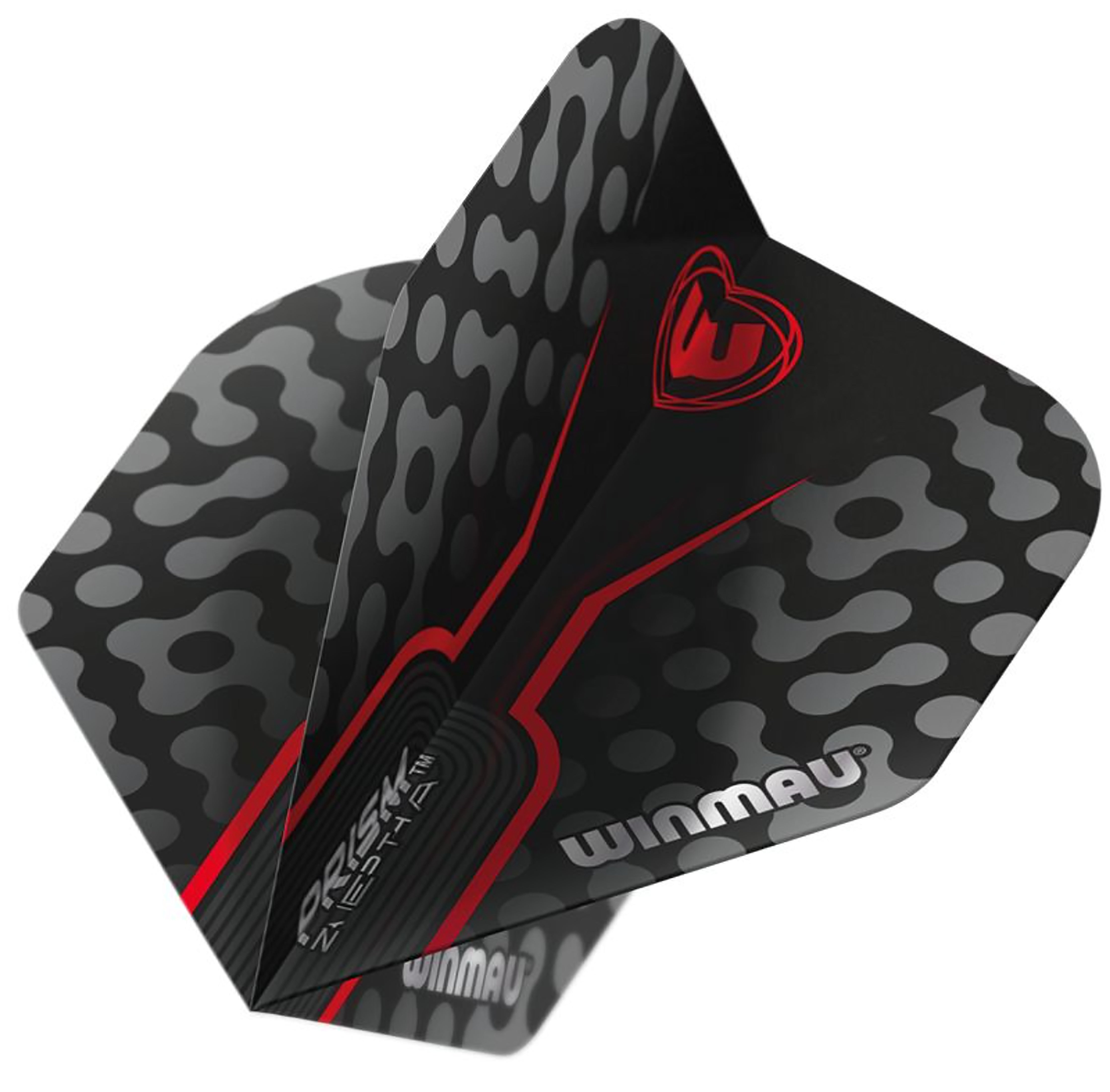 Winmau Prism Zeta - Standard Shape - Black Grey & Red Dart Flights