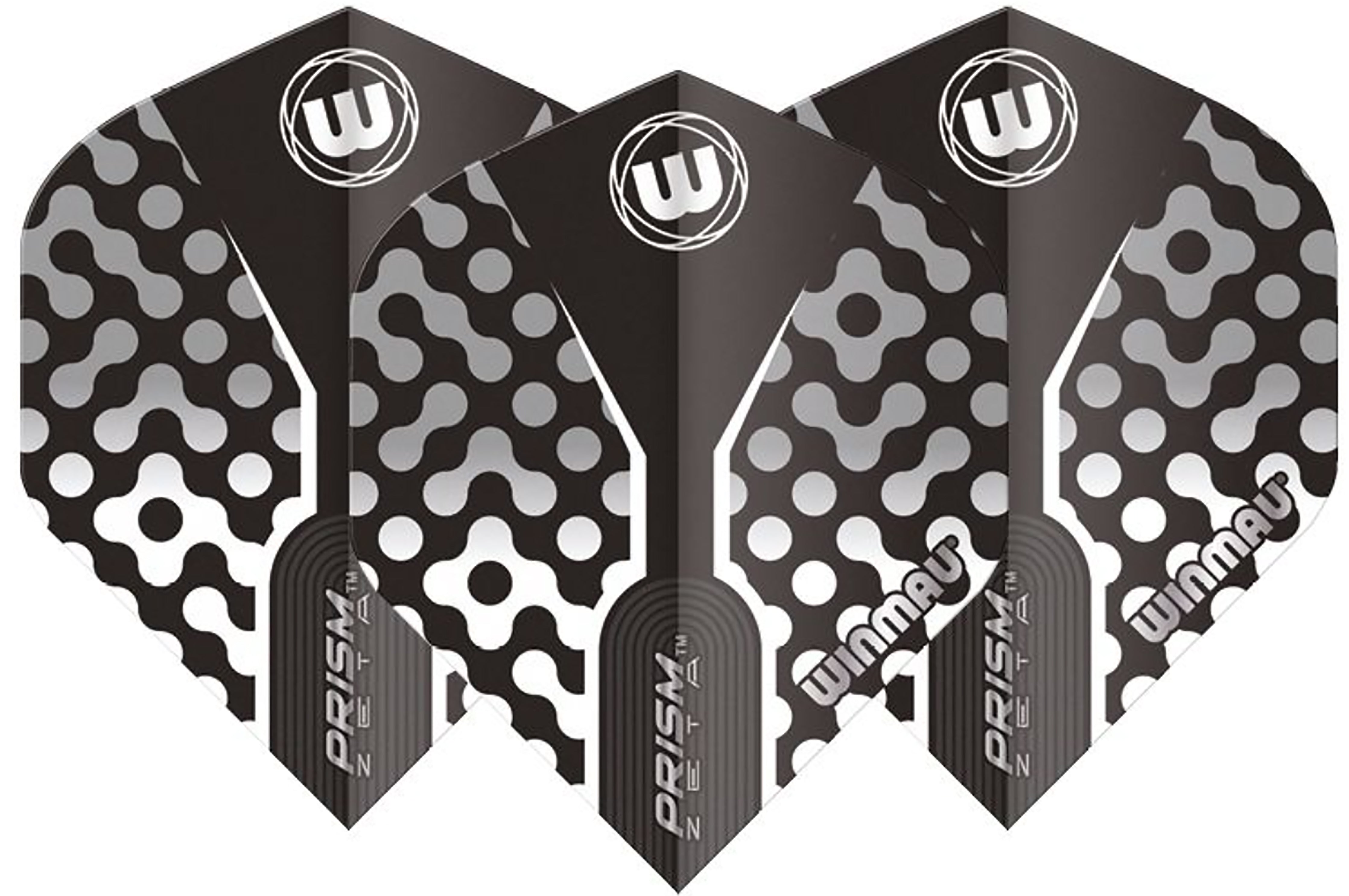 Winmau Prism Zeta - Standard Shape - Black Grey & White Dart Flights