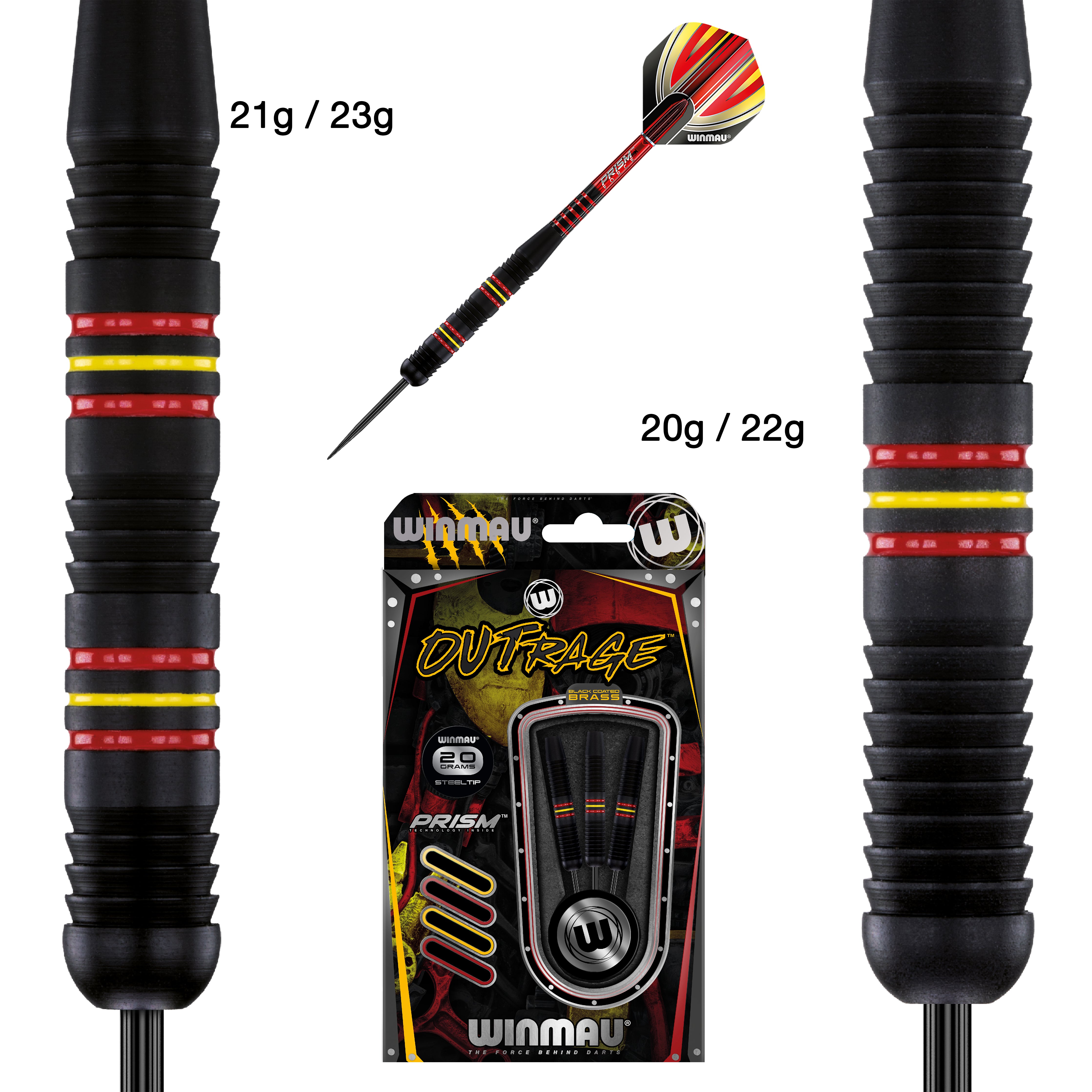Winmau Outrage Brass Darts - 20g 21g 22g 23g