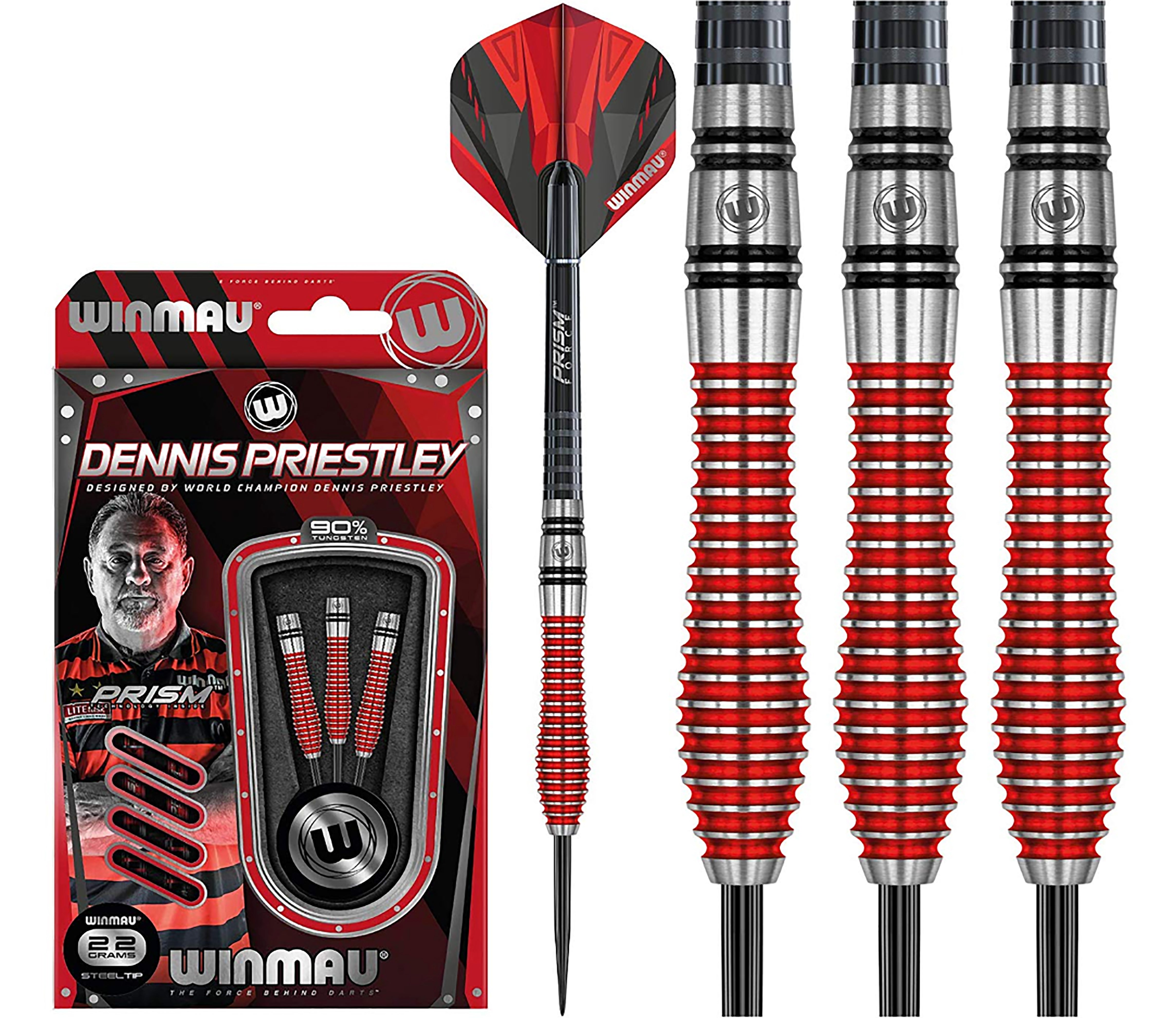 Winmau Dennis Priestley - The Menace - 90% Tungsten Darts - 22g 24g 26g