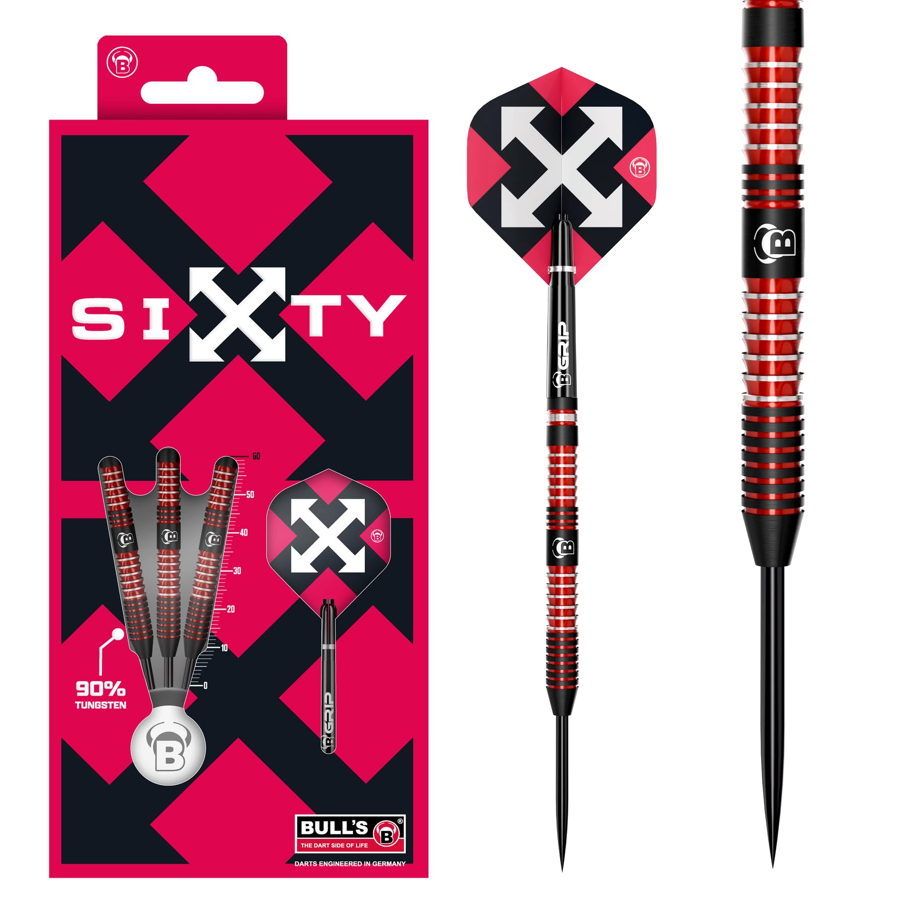 BULL'S Sixty S1 - 90%Tungsten Steel Tip Darts - 21g 23g 25g
