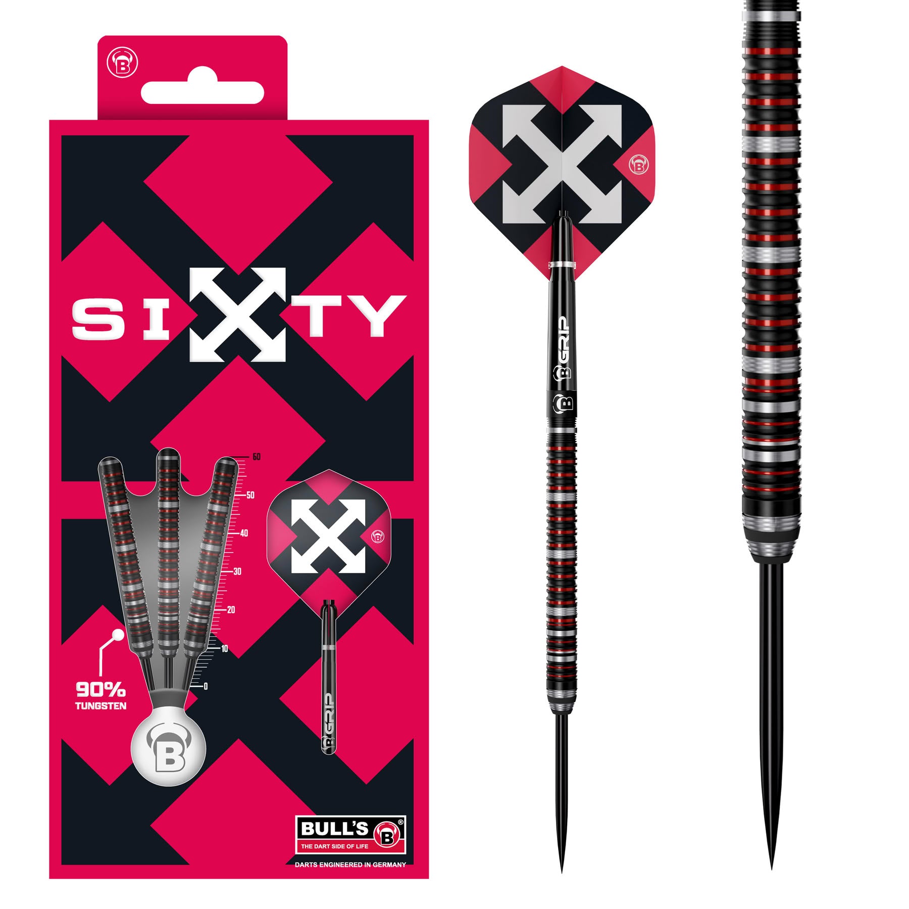 BULL'S Sixty S2 - 90%Tungsten Steel Tip Darts - 21g 23g 25g