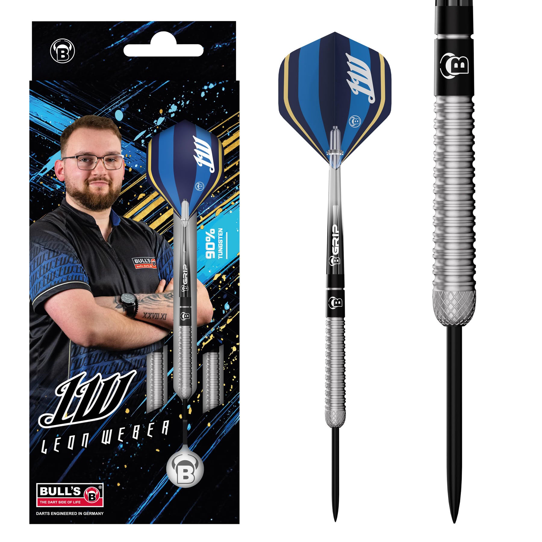 BULL'S Leon Weber - 90% Tungsten Steel Tip Darts - 23g 25g