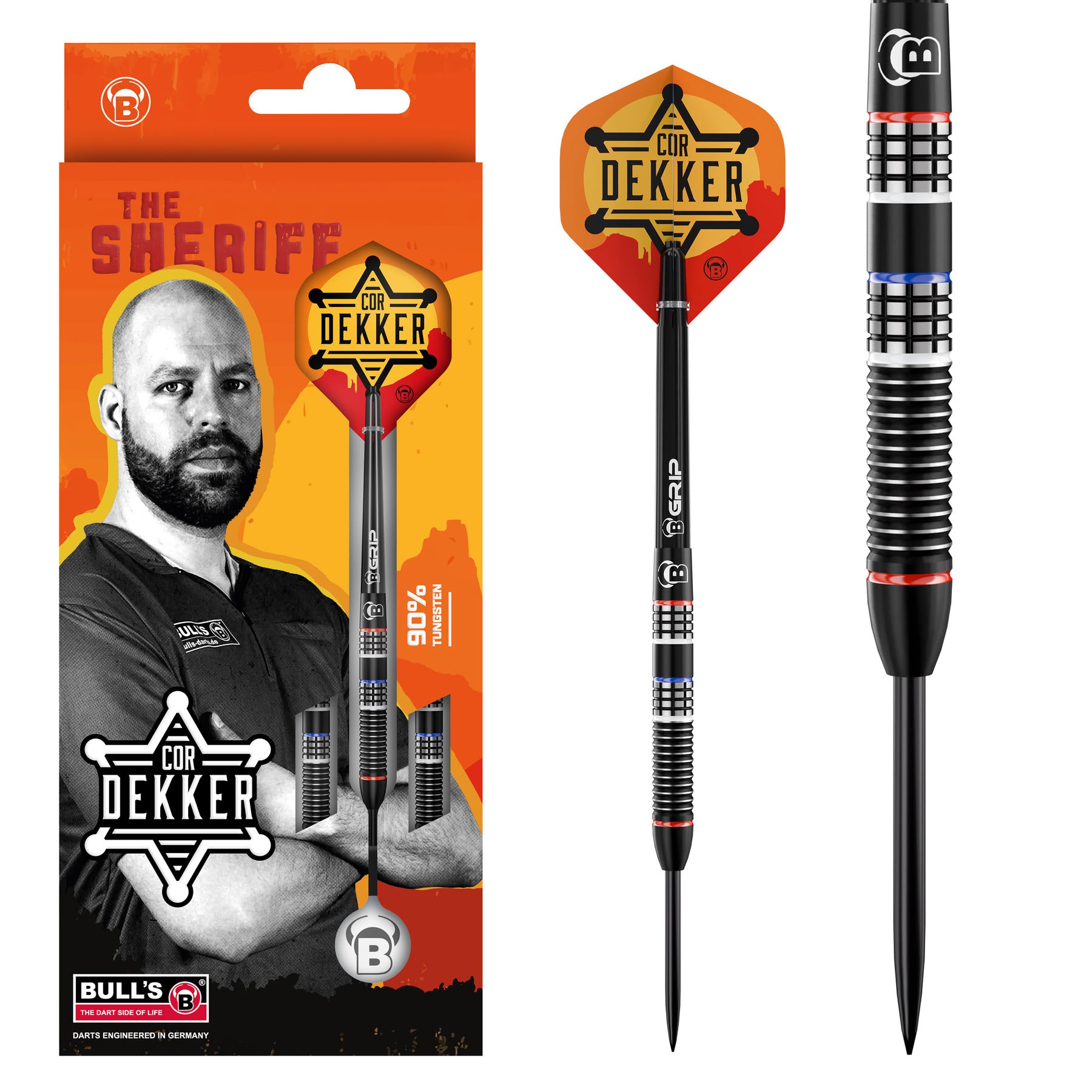 BULL'S Cor Dekker - 90% Tungsten Steel Tip Darts - 23g