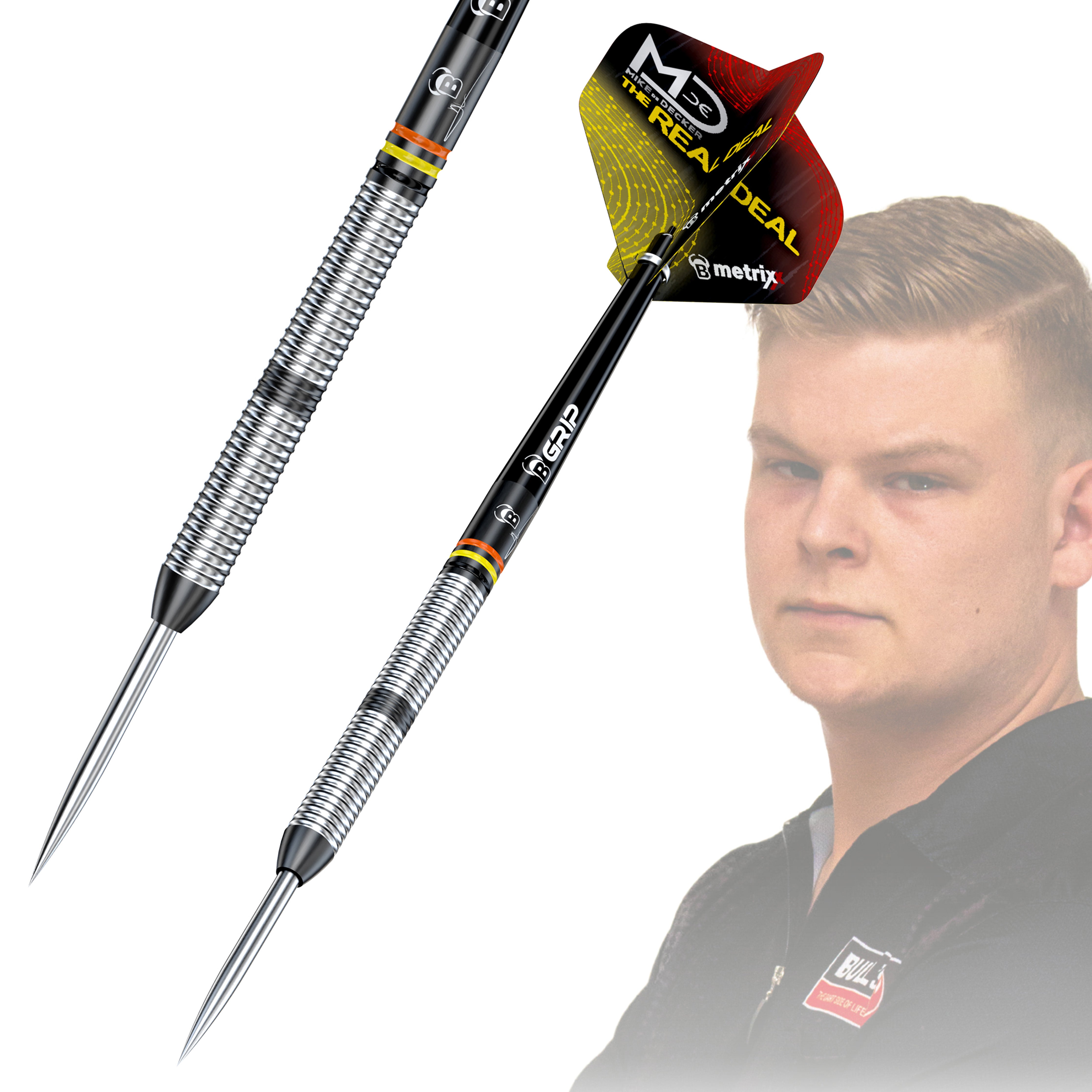 BULL'S Mike de Decker Black Edition Steel Tip Darts - 90% Tungsten - 22g 24g 26g