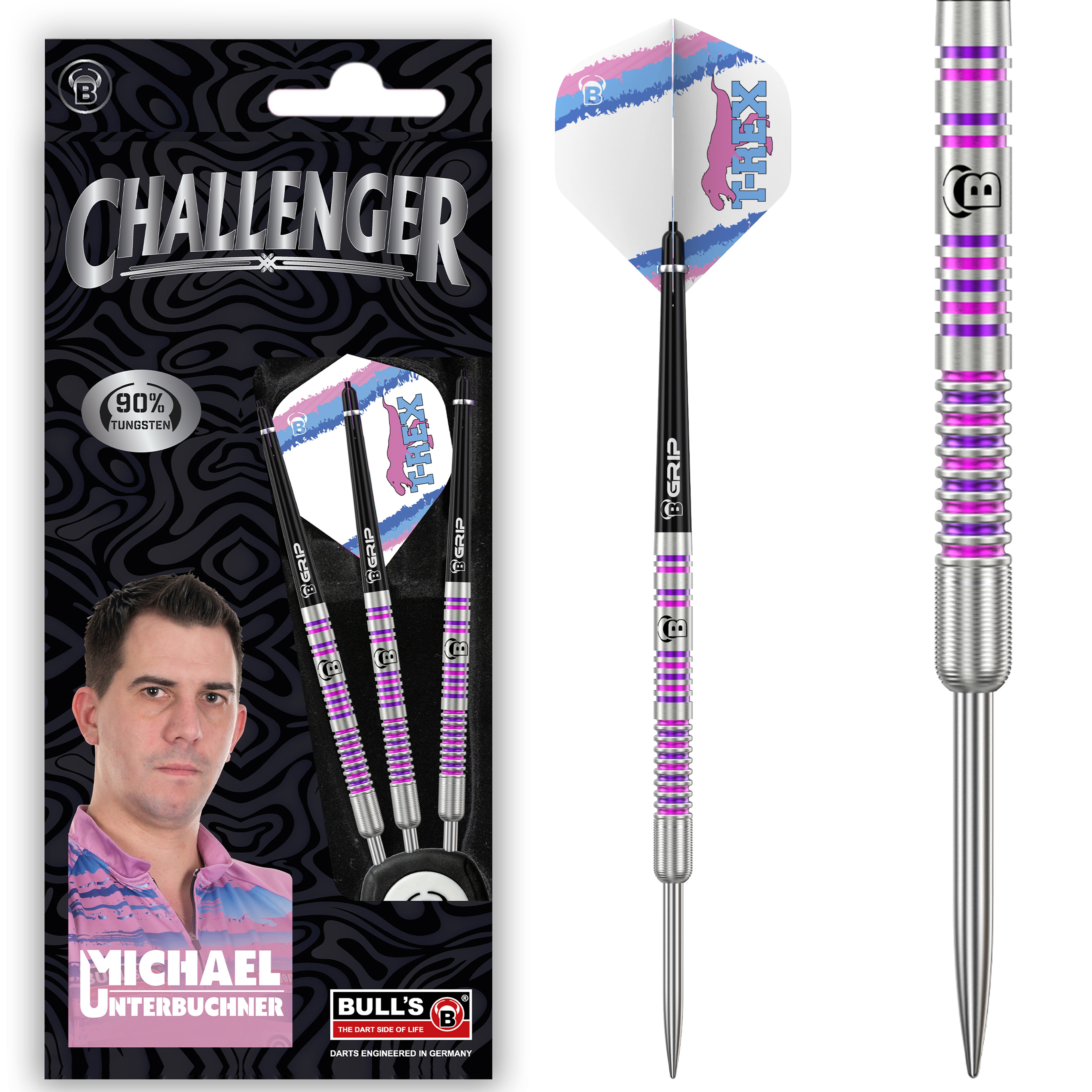 BULL'S Challenger Steeldart M. Unterbuchner Steel Tip Darts - 90% Tungsten - 24g