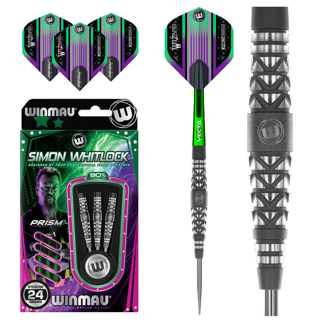 Winmau Simon Whitlock - The Wizard - Atomised Grip - 90% Tungsten Darts - 22g 24g