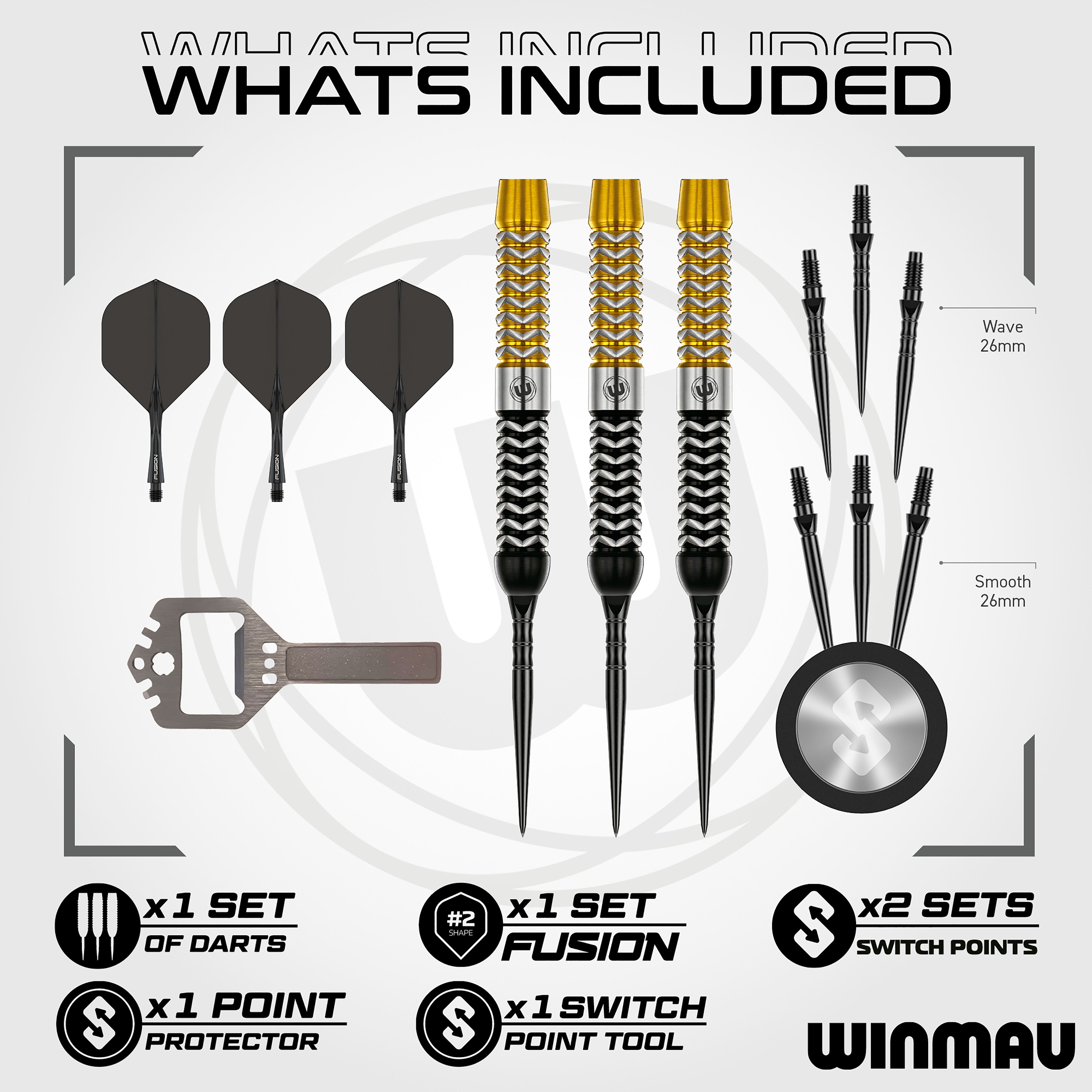 Winmau Exion - 90% Tungsten Darts - Switch Point System - 22g 23g 24g