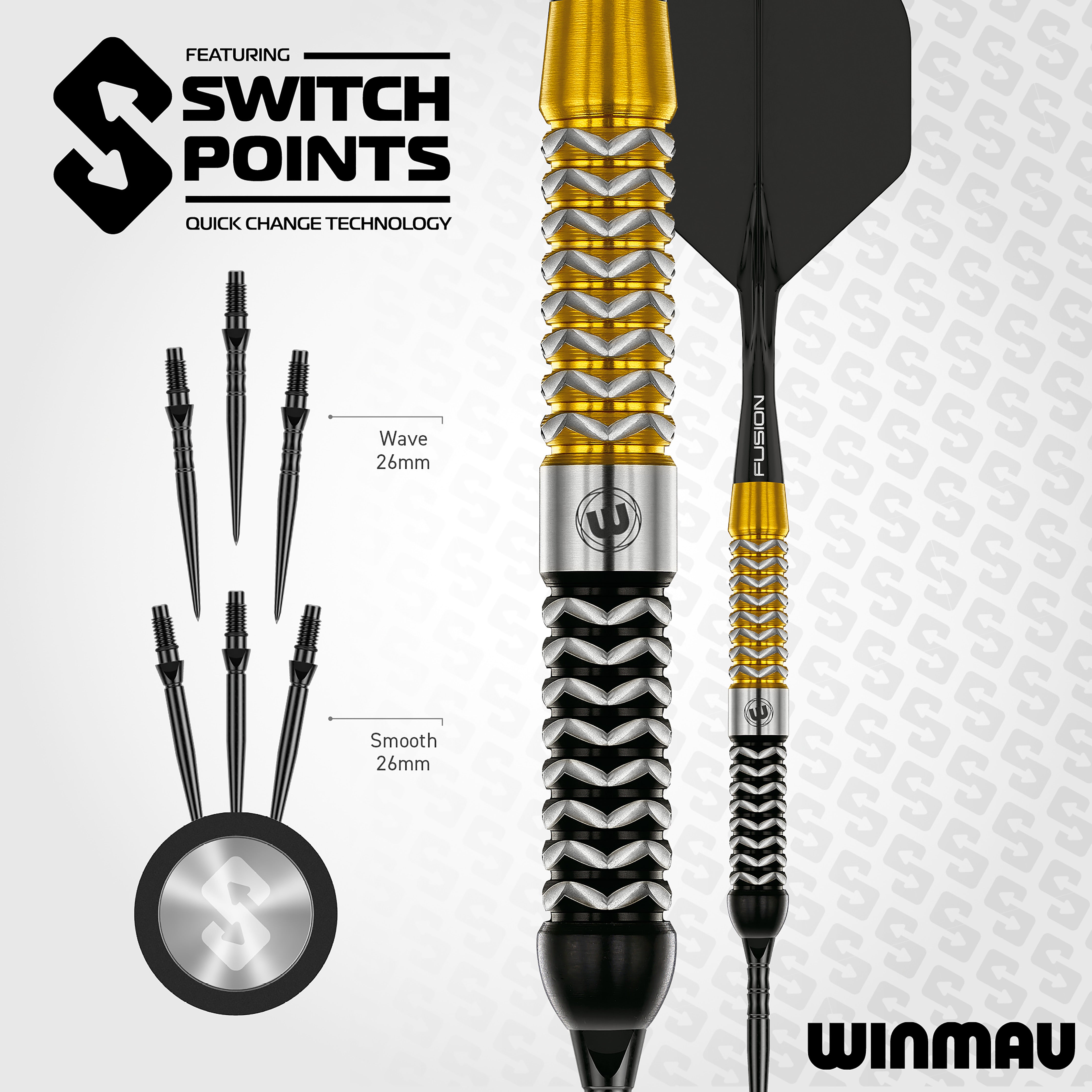 Winmau Exion - 90% Tungsten Darts - Switch Point System - 22g 23g 24g