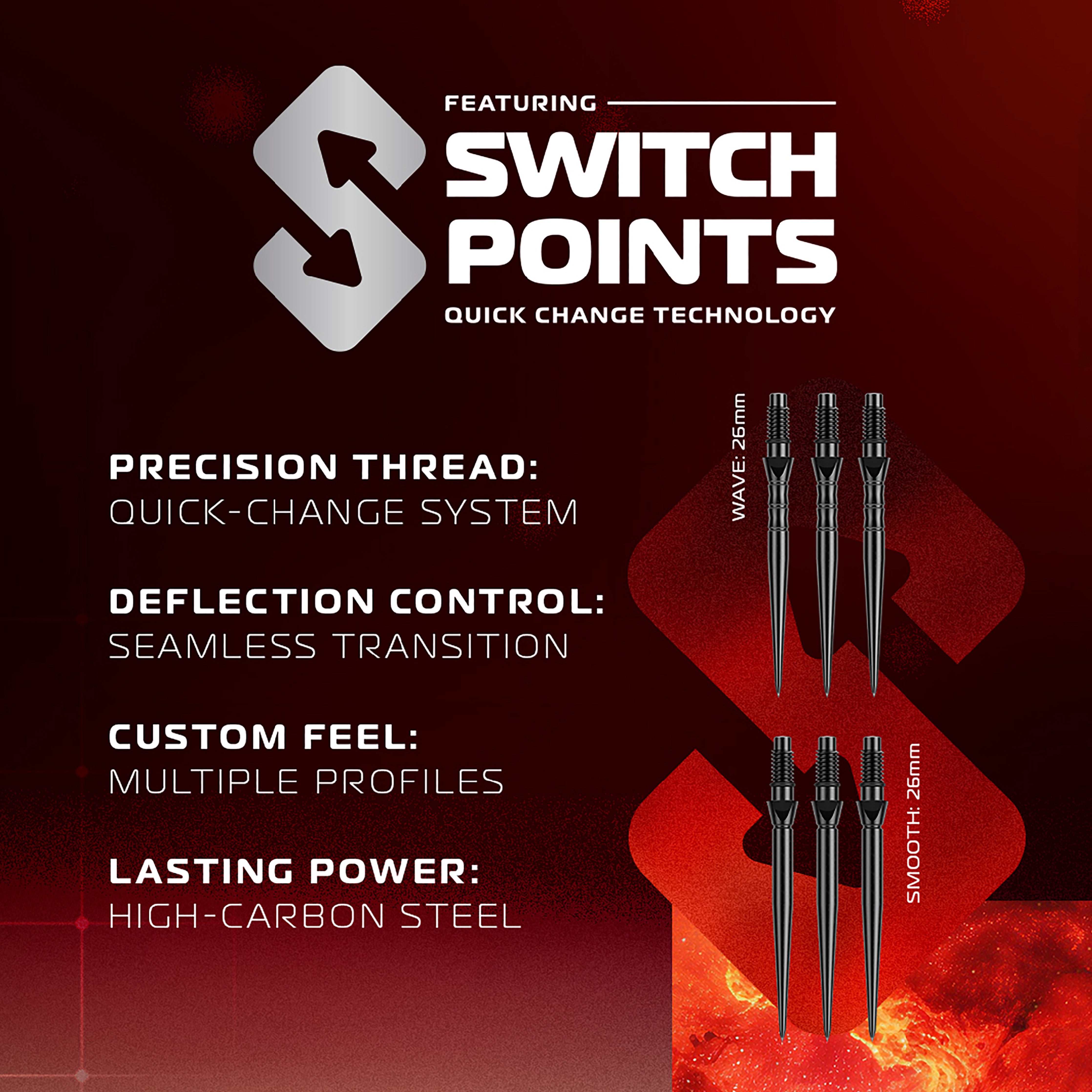Winmau Fornax Parallel - 90% Tungsten Darts - Switch Point System - 22g 24g