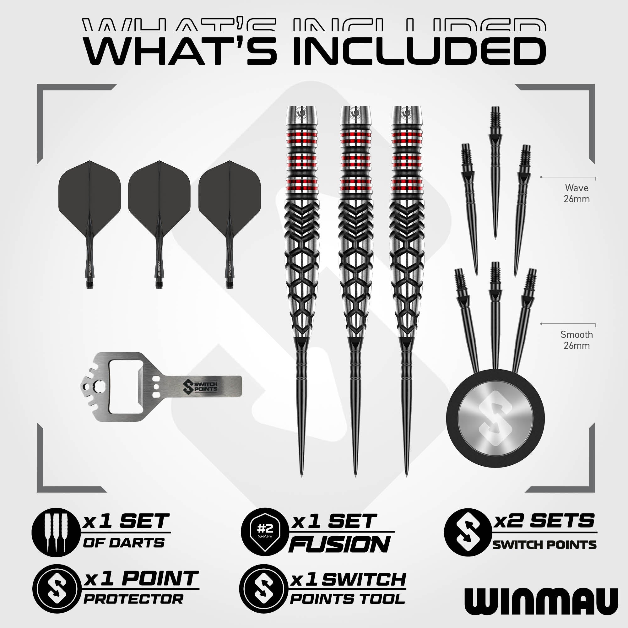Winmau Fornax - Torpedo - Switch Points - 90% Tungsten Darts - 23g 25g