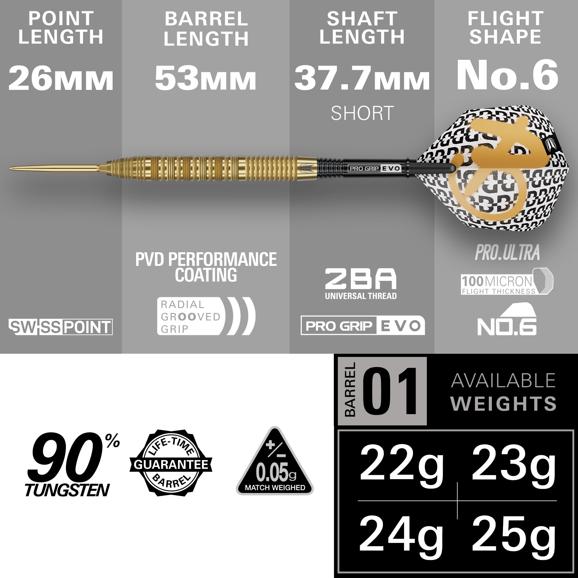 Target Bolide Envy 01 - 90% Tungsten Darts - Swiss Point - 22g 23g 24g 25g