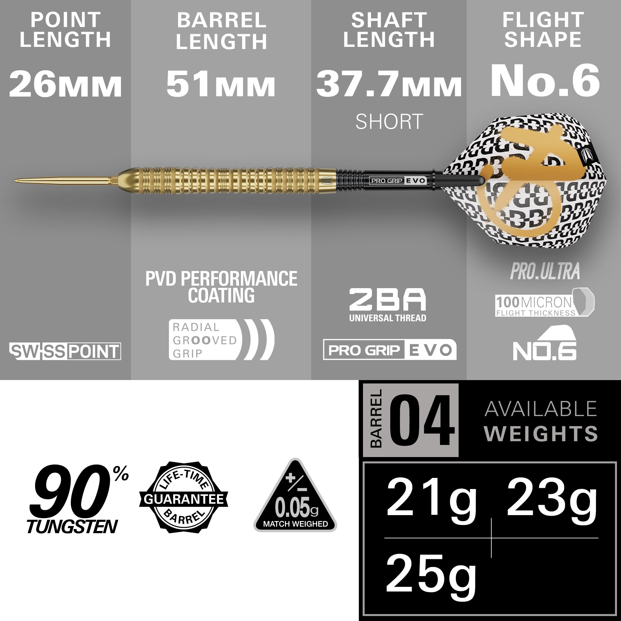 Target Bolide Envy 04 - 90% Tungsten Darts - Swiss Point - 21g 23g 25g