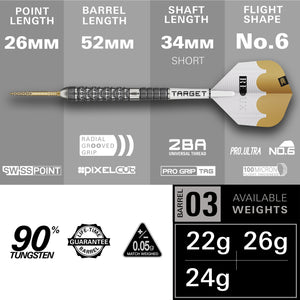 Target Redux 03 - 90% Tungsten Darts - Swiss Points - 22g 24g 26g