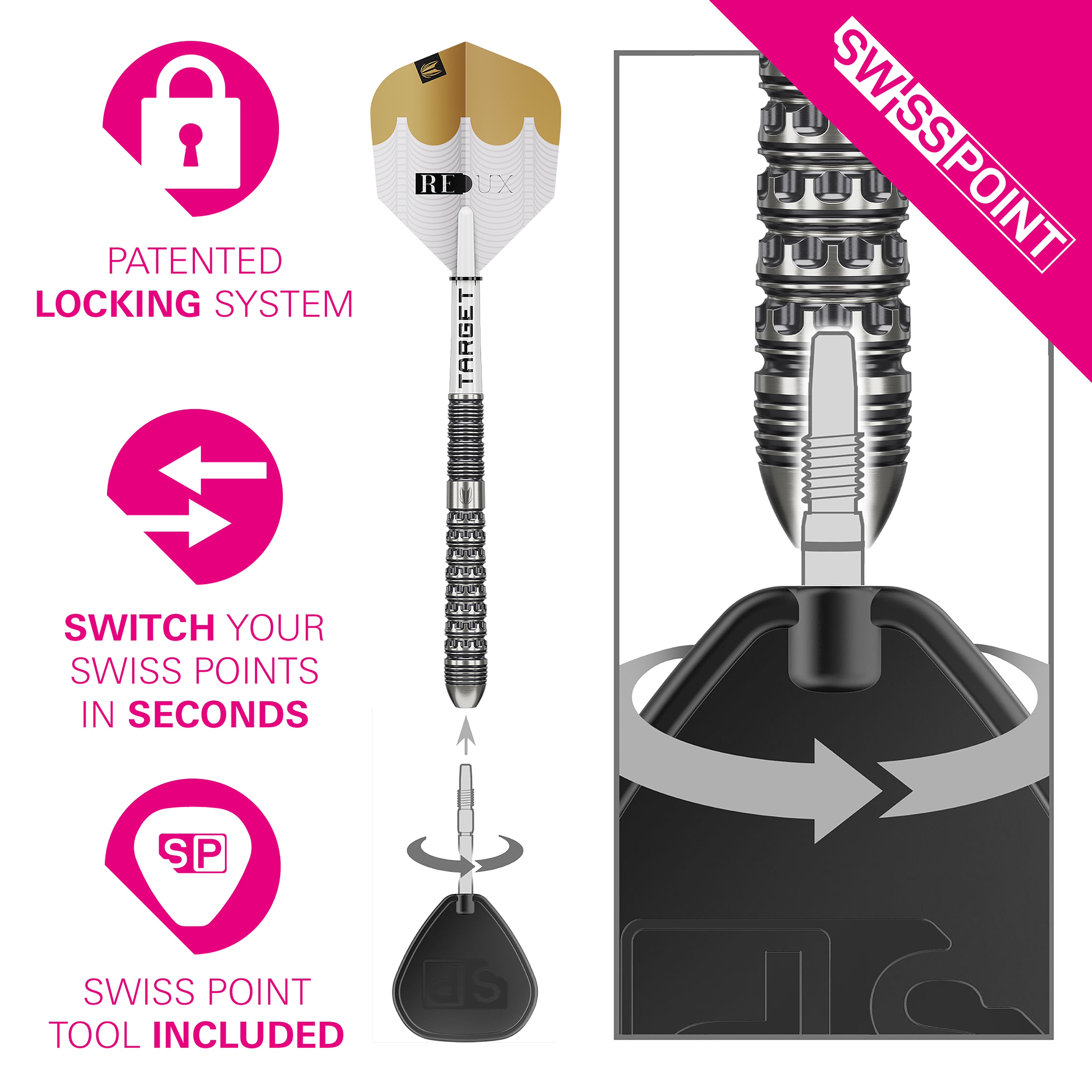 Target Redux 03 - 90% Tungsten Darts - Swiss Points - 22g 24g 26g