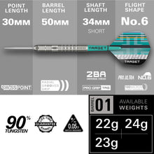 Target Hydro 01 - 90% Tungsten Darts - Swiss Points - 22g 23g 24g