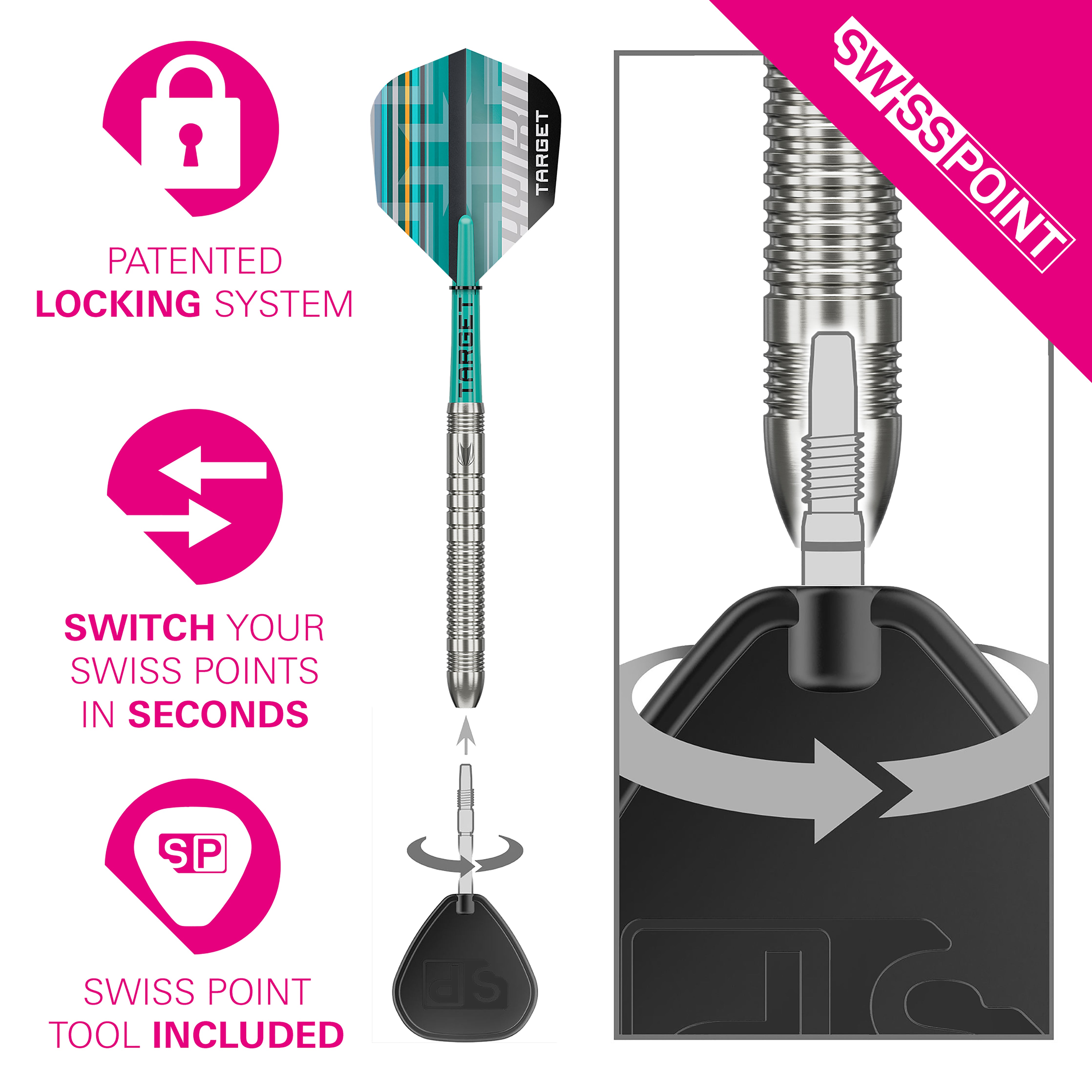 Target Hydro 03 - 90% Tungsten Darts - Swiss Points - 22g 24g 26g